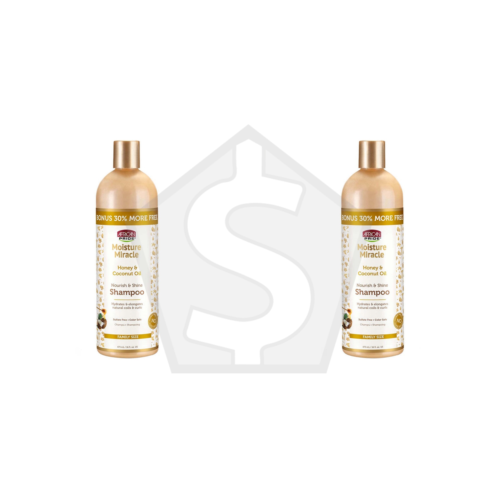 AFRICAN PRIDE Moisture Miracle Honey & Coconut Oil Shampoo (16oz) - Pack of 2