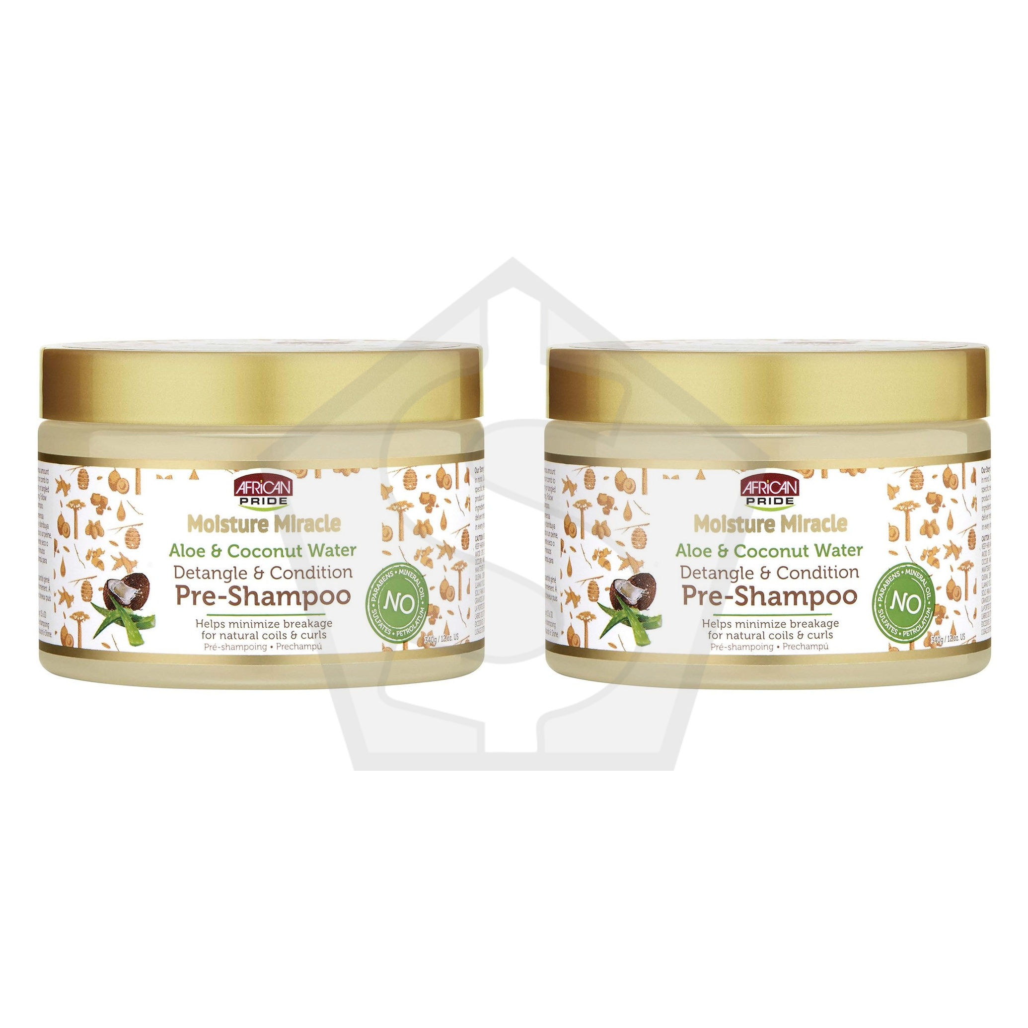 AFRICAN PRIDE Moisture Miracle Aloe & Coconut Water Pre-Shampoo (12oz) - Pack of 2