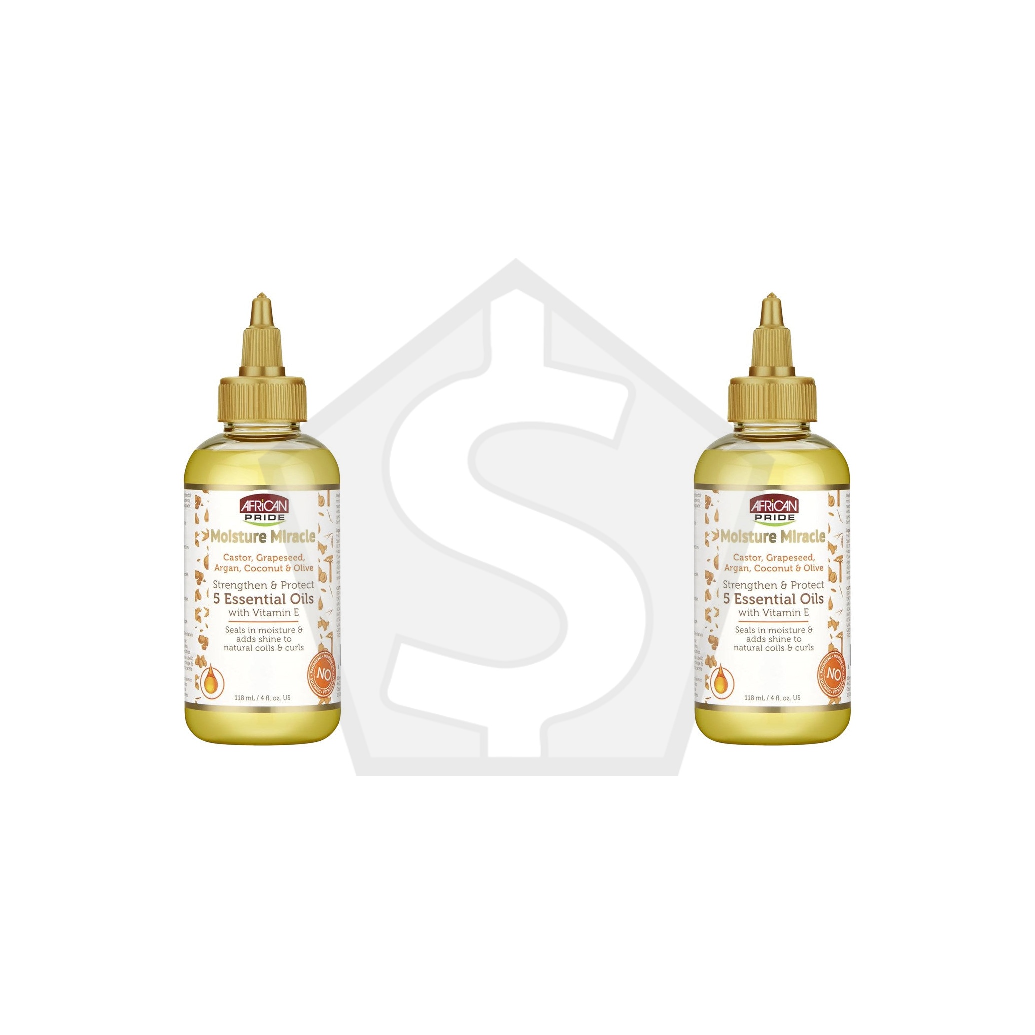 Bundle of 2 - AFRICAN PRIDE Moisture Miracle Castor, Grapeseed, Argan, Coconut & Olive Essential Oil (4oz)