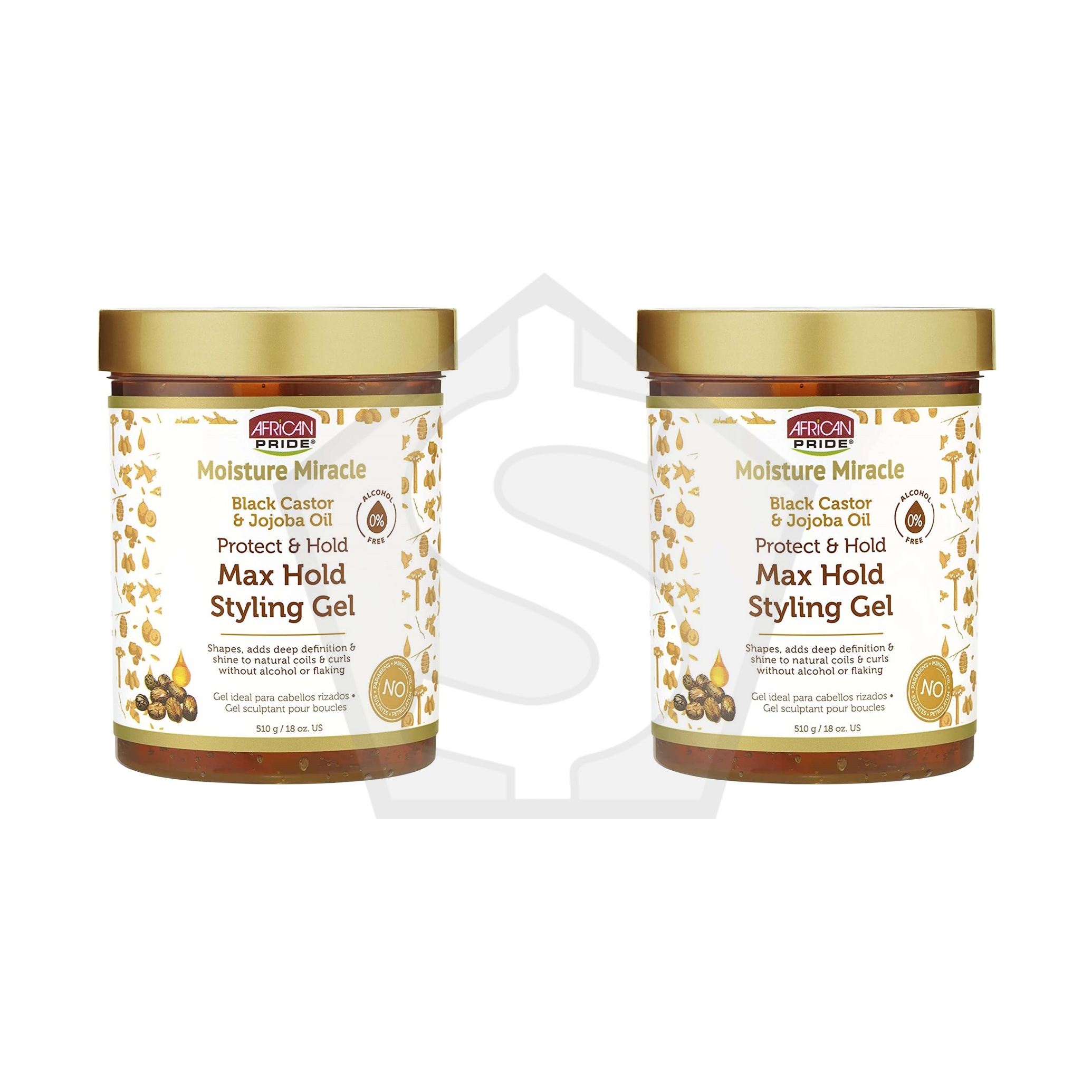 AFRICAN PRIDE Moisture Miracle Max Hold Styling Gel (18oz) - Black Castor Oil and Jojoba Oil - Pack of 2