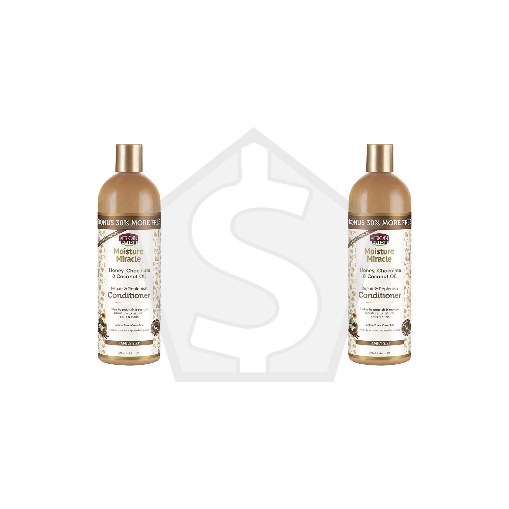 AFRICAN PRIDE Moisture Miracle Honey, Chocolate & Coconut Oil Conditioner (16oz) - Pack of 2