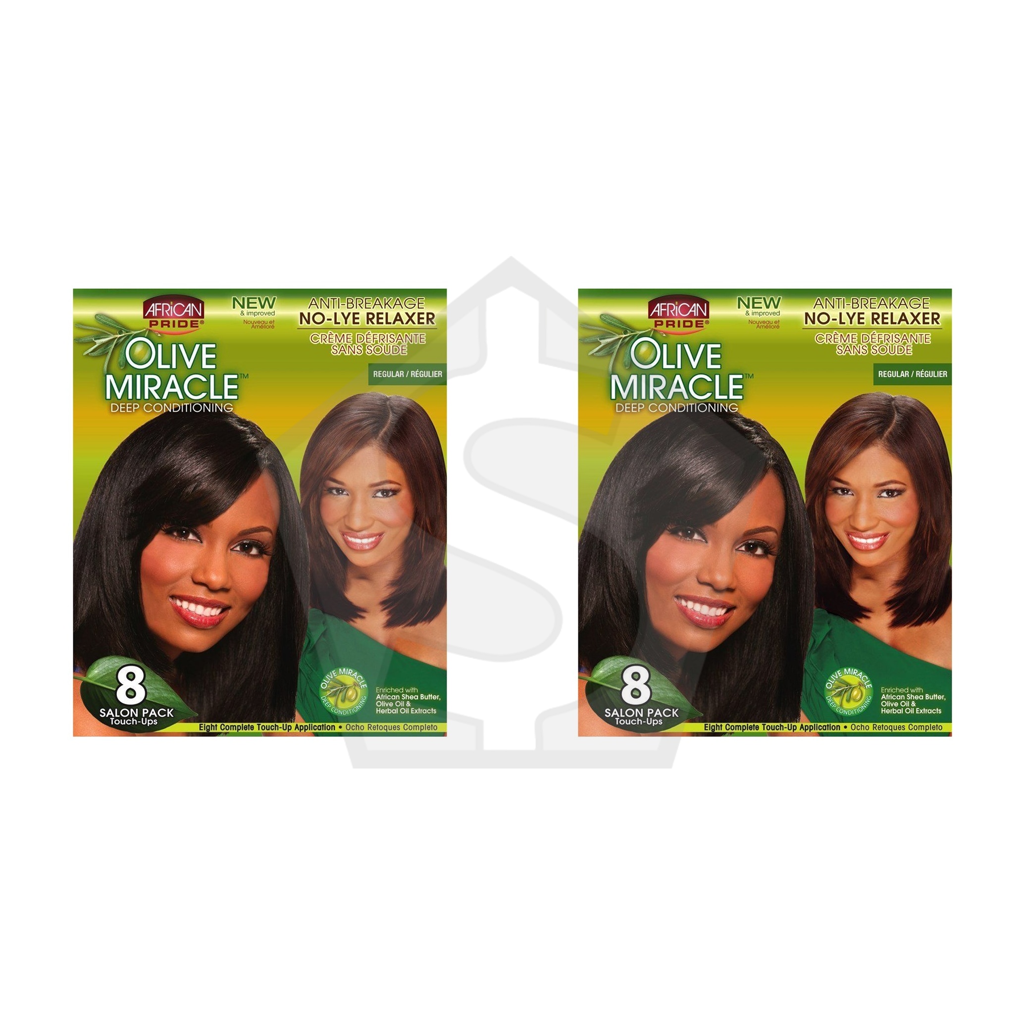 Bundle of 2 - AFRICAN PRIDE Olive Miracle 8 Touch Up Relaxer Kit [Regular]