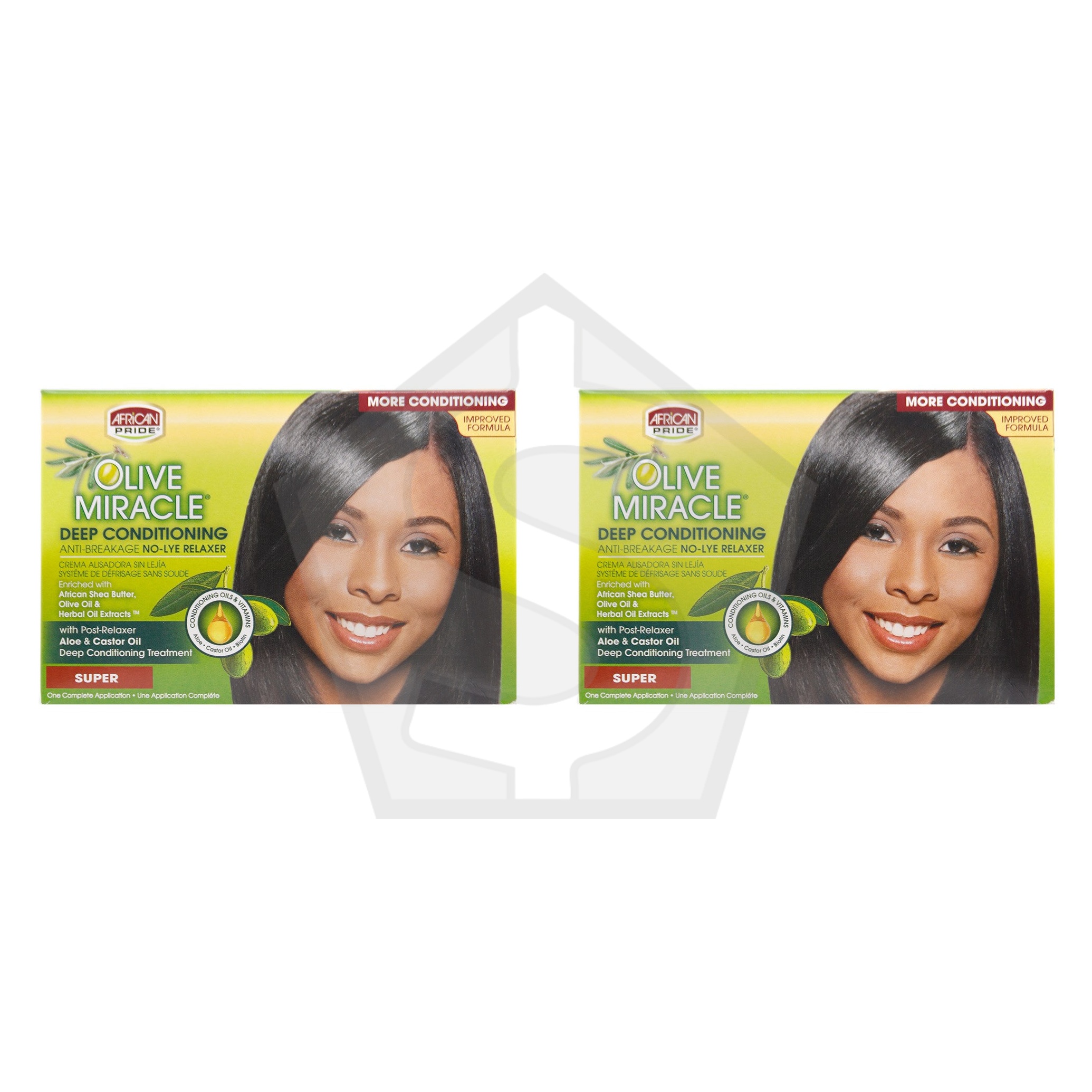 Bundle of 2 - AFRICAN PRIDE Olive Miracle No-Lye Relaxer Kit [Super]