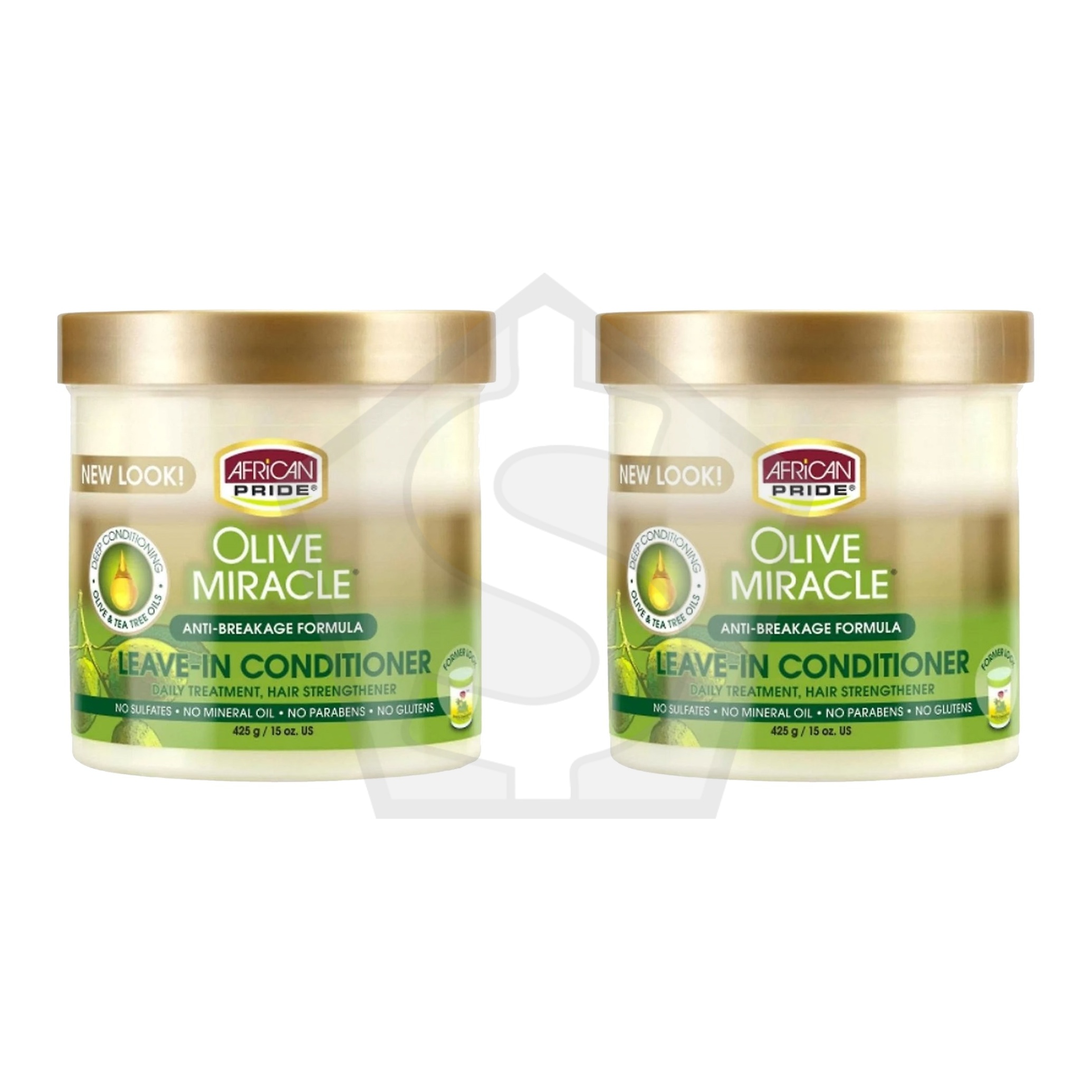 AFRICAN PRIDE Olive Miracle Leave-In Conditioner Creme (15oz) - Pack of 2