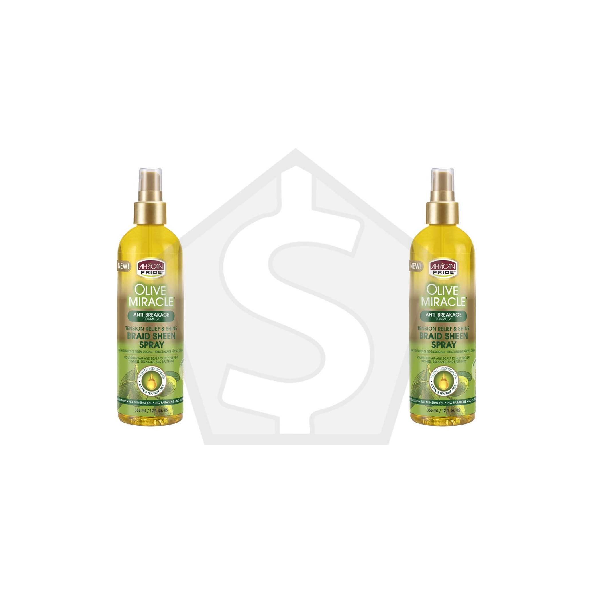 AFRICAN PRIDE Olive Miracle Braid Sheen Spray (12oz) - Pack of 2