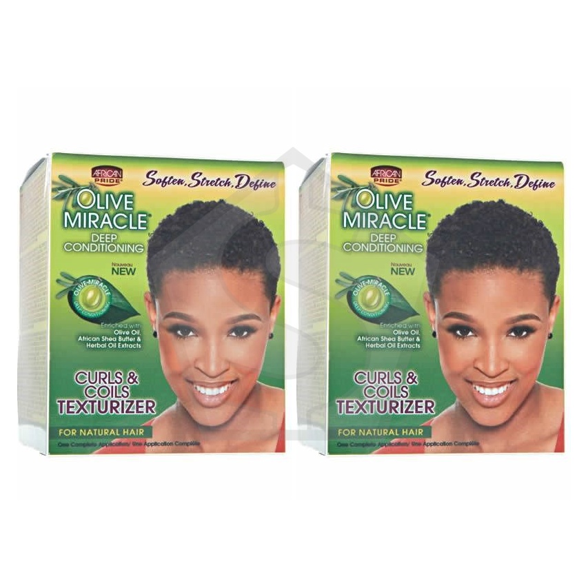 AFRICAN PRIDE Olive Miracle Texturizer Kit - Pack of 2