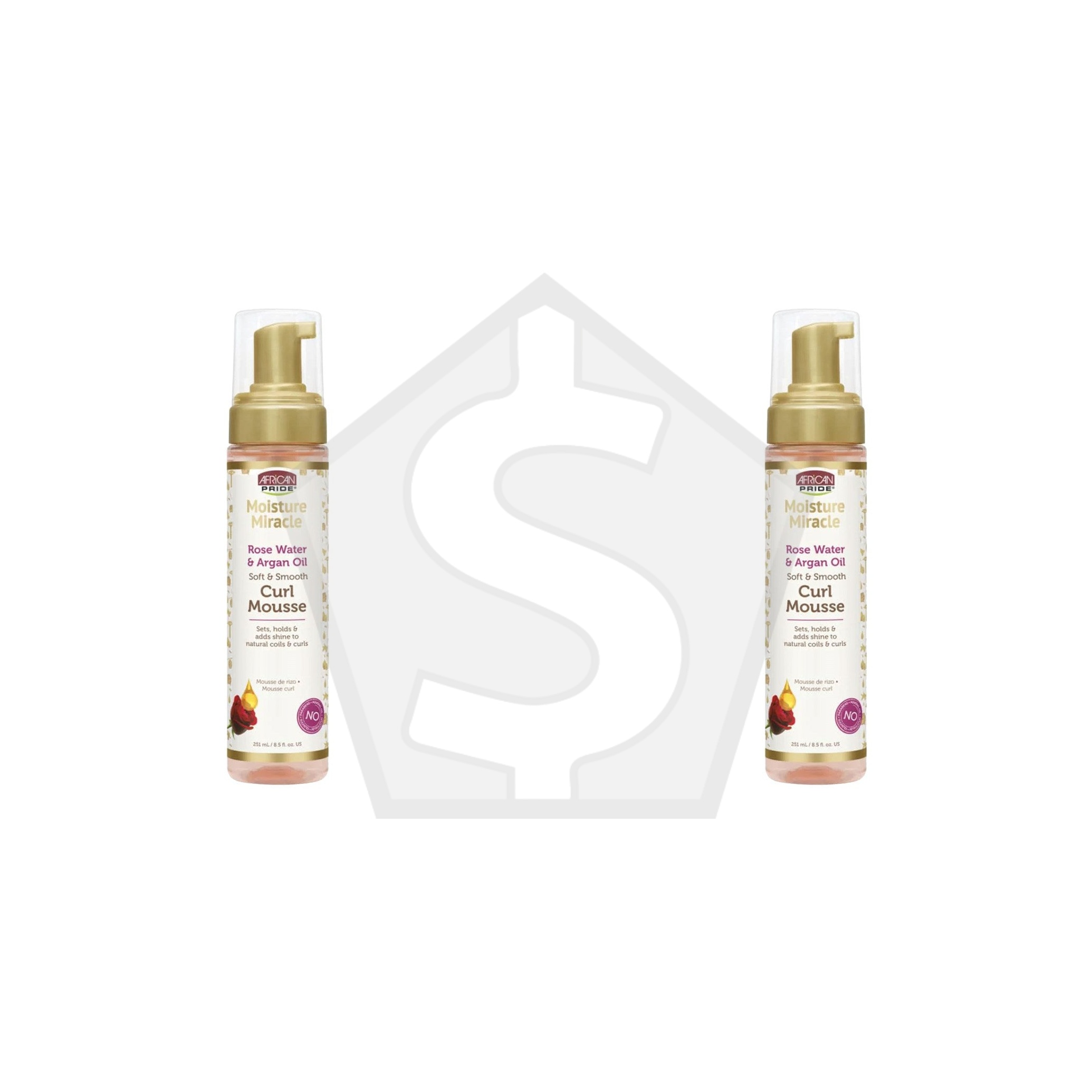Bundle of 2 - African Pride Moisture Miracle Rose Water & Argan Oil Curl Mousse (8.5oz)