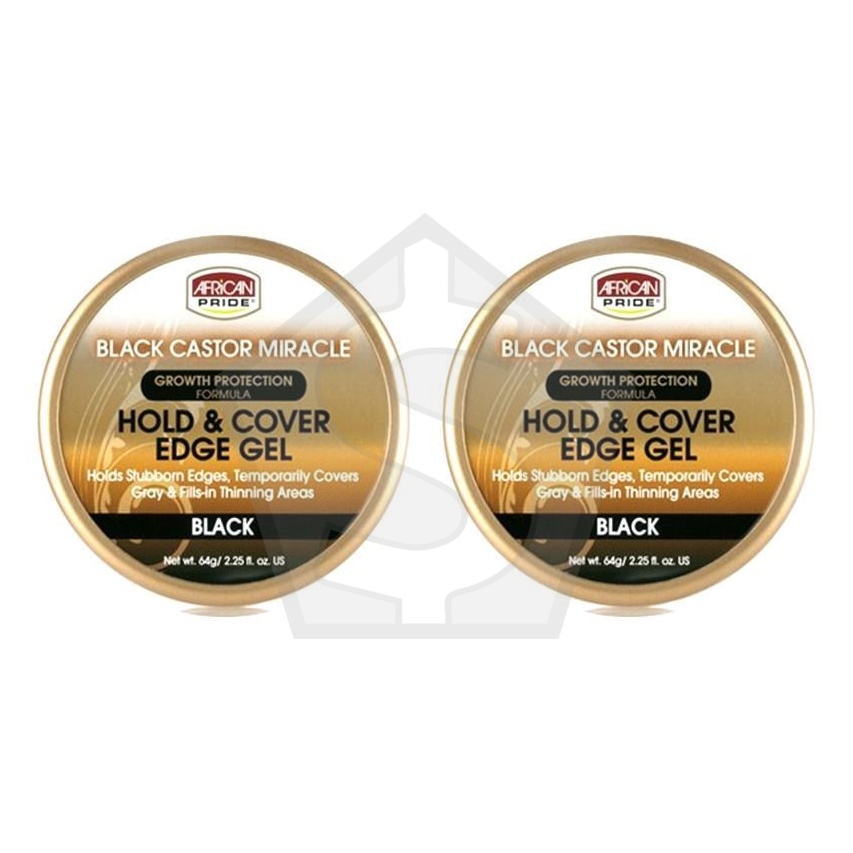 Bundle of 2 - AFRICAN PRIDE Black Castor Miracle Hold & Cover Edges (2.25oz)