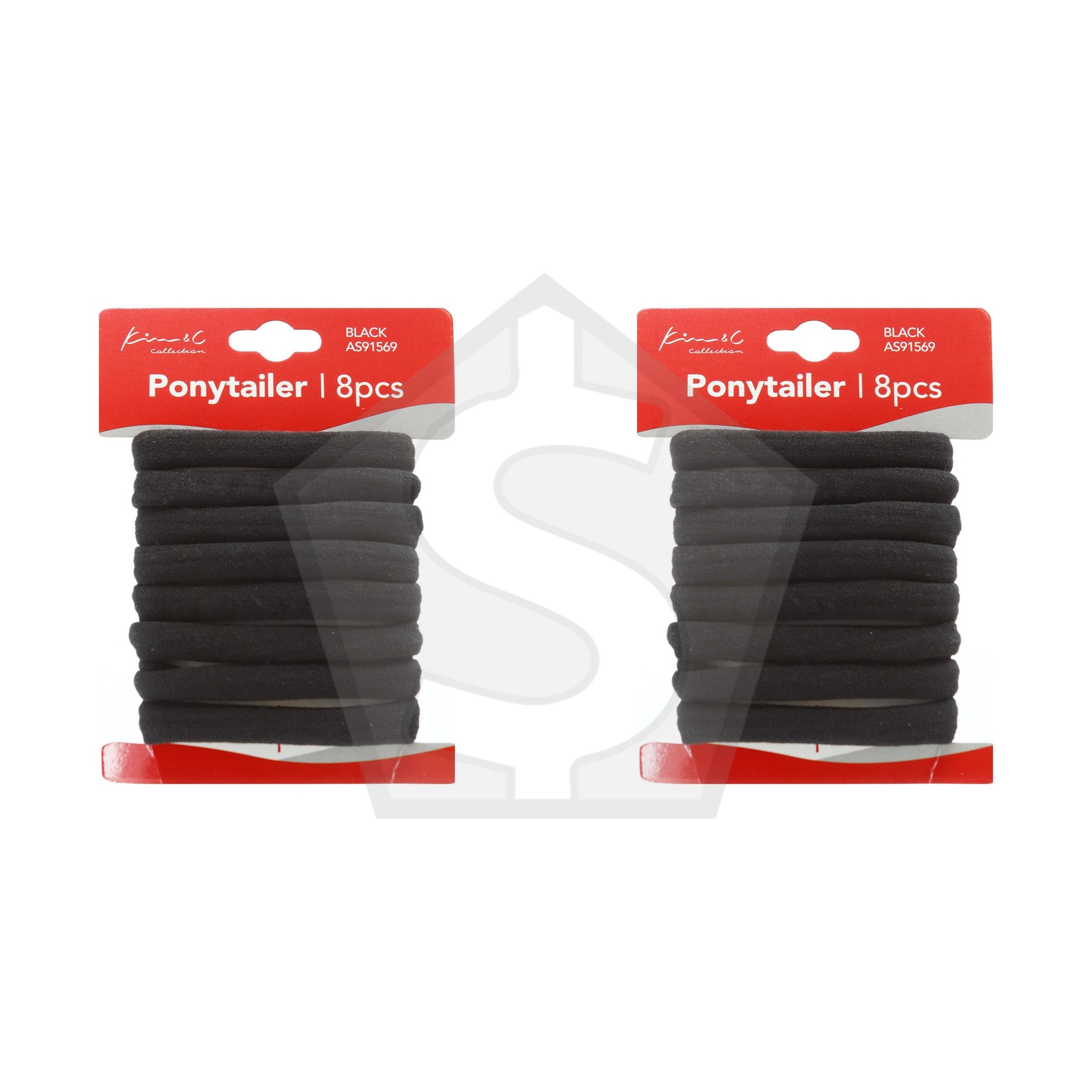 KIM & C 8pcs Hair Ponytailer - Black - Pack of 2