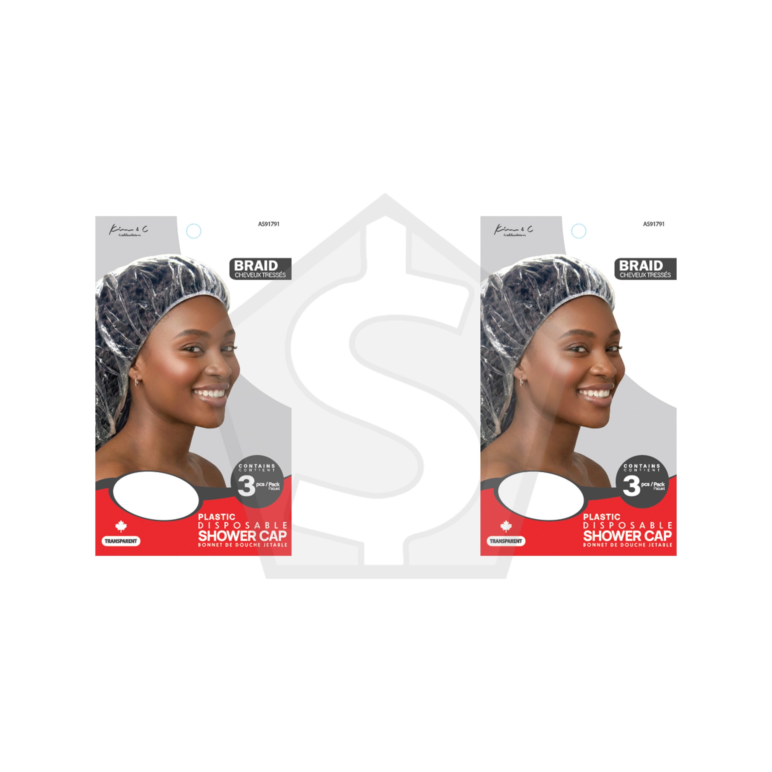 Bundle of 2 - Kim & C Disposable Shower Cap for Braid (3pcs) - Clear / Braid