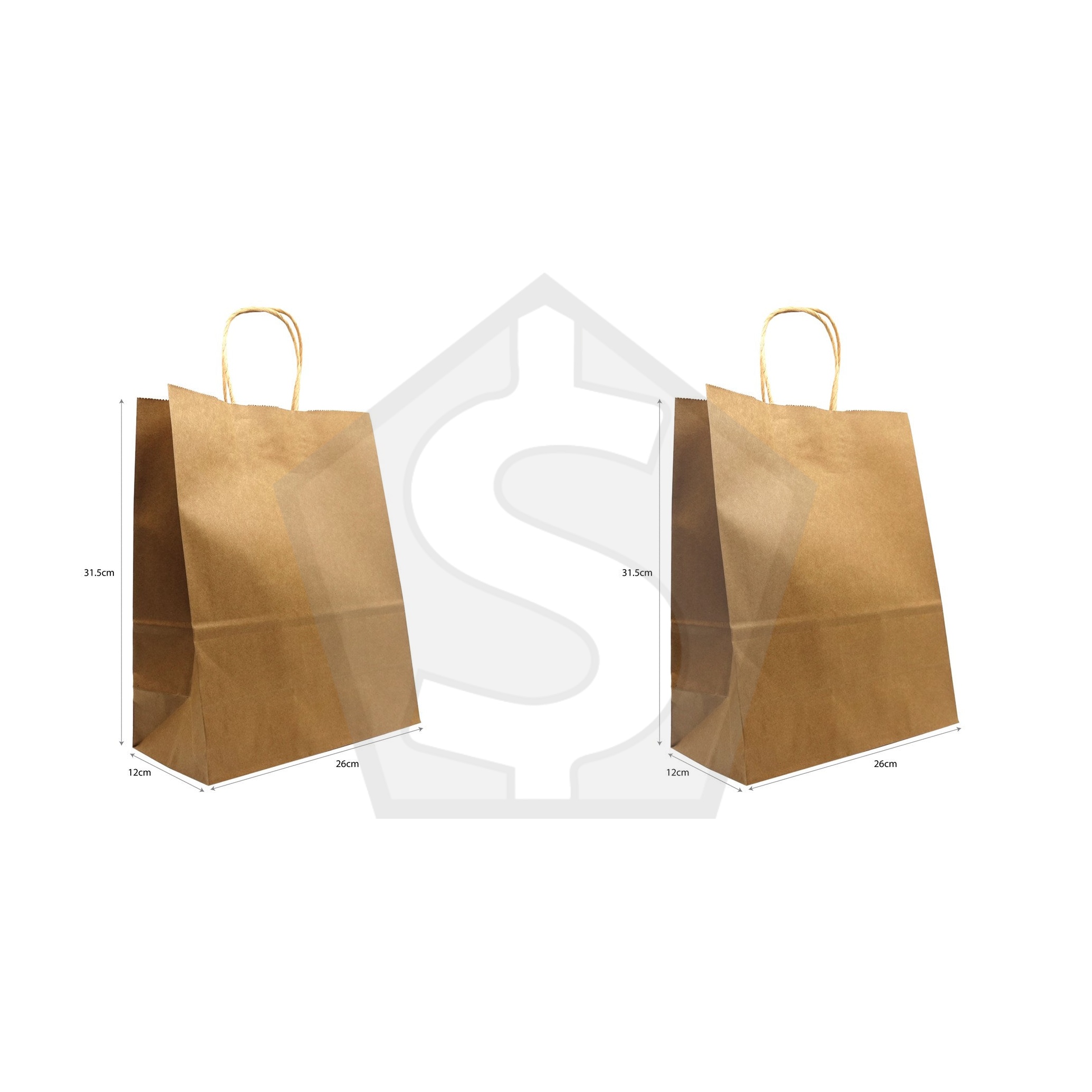KIM & C Paper Shopping Bag (12/pk) - (31.5cm x 26cm x 12cm) - Pack of 2