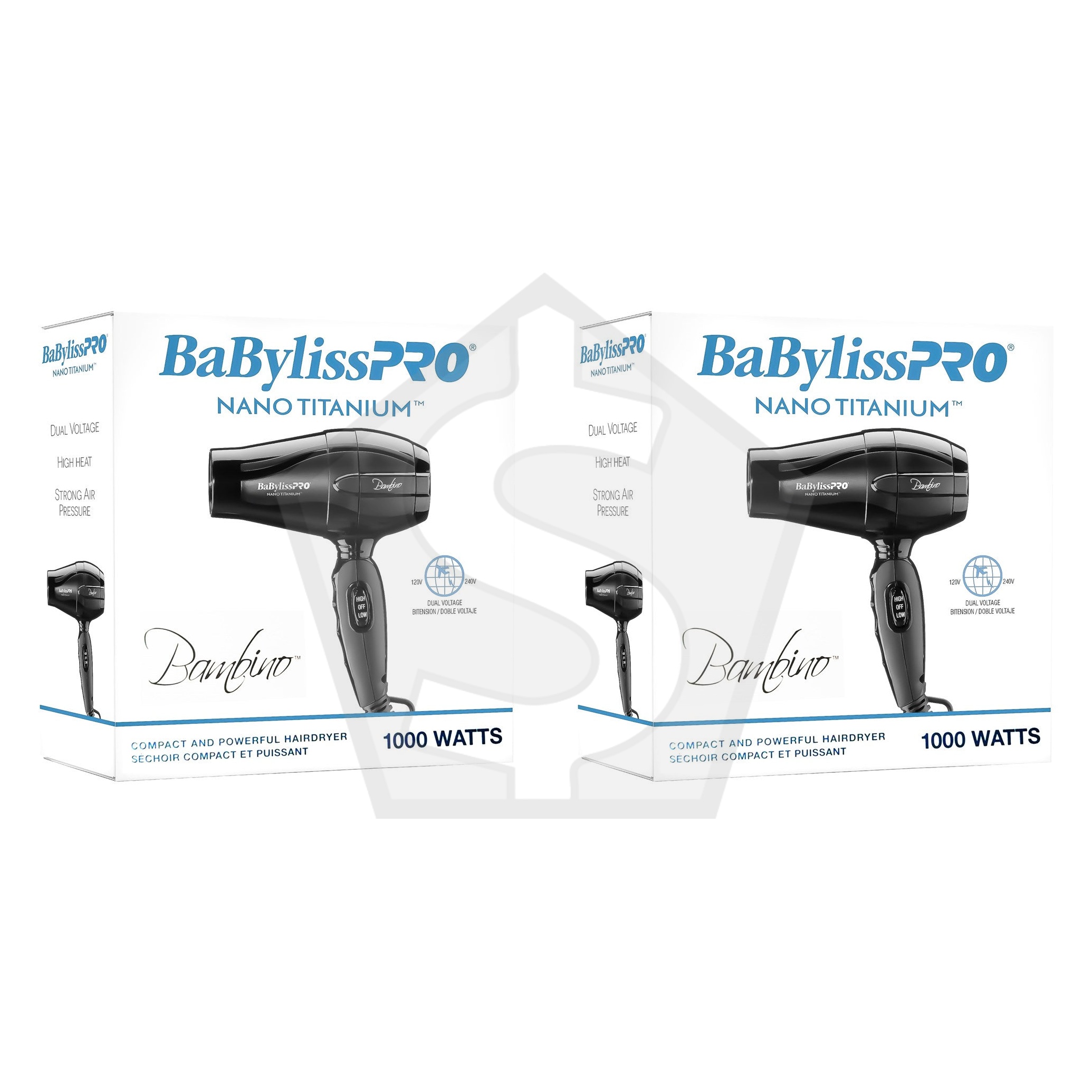 BABYLISS PRO Bambino 5510 Nano Titanium Travel Dryer [Dual Voltage] - Pack of 2