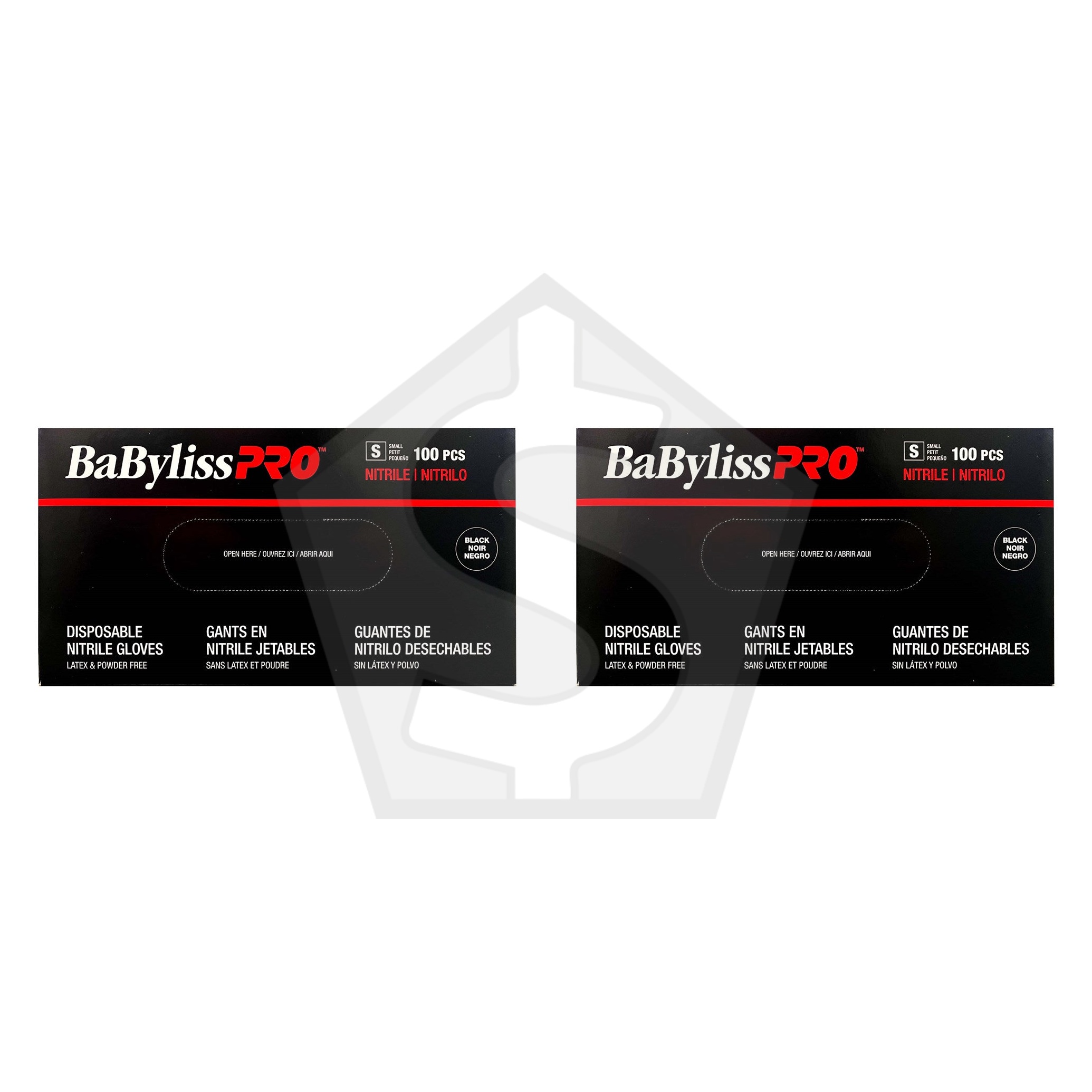 BABYLISS PRO 100pcs Nitrile Gloves Black - Small - Pack of 2