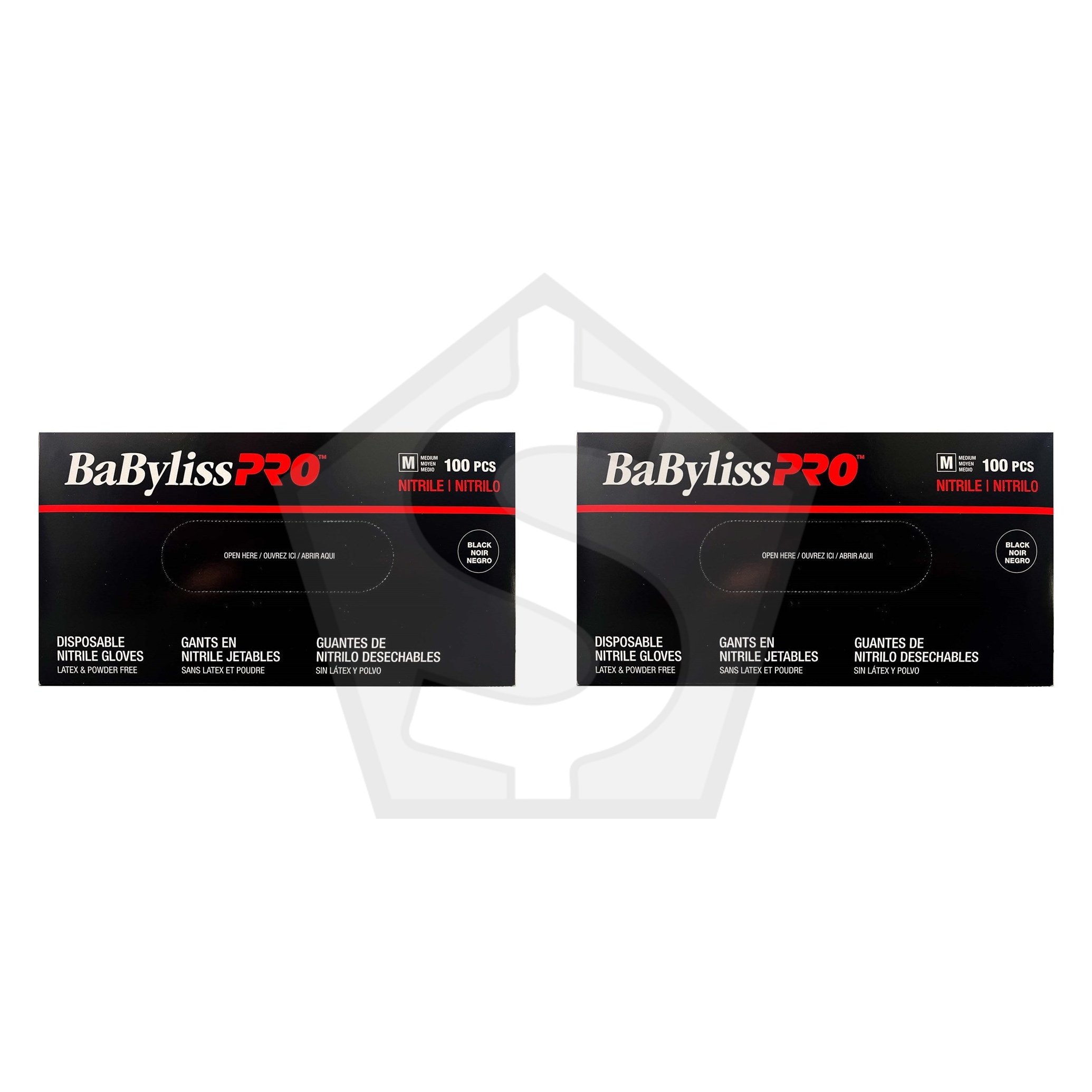 BABYLISS PRO 100pcs Nitrile Gloves Black - Medium - Pack of 2