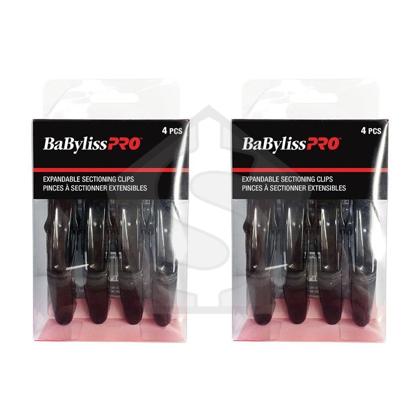 BABYLISS PRO 4 pcs Expandable Sectioning Clips [4.5 inch long] - Pack of 2
