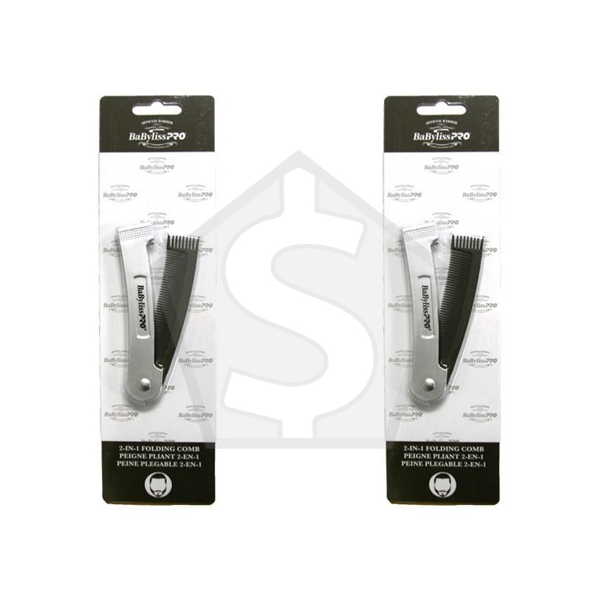 BABYLISS PRO Beard 2-in-1 Folding Comb - Pack of 2