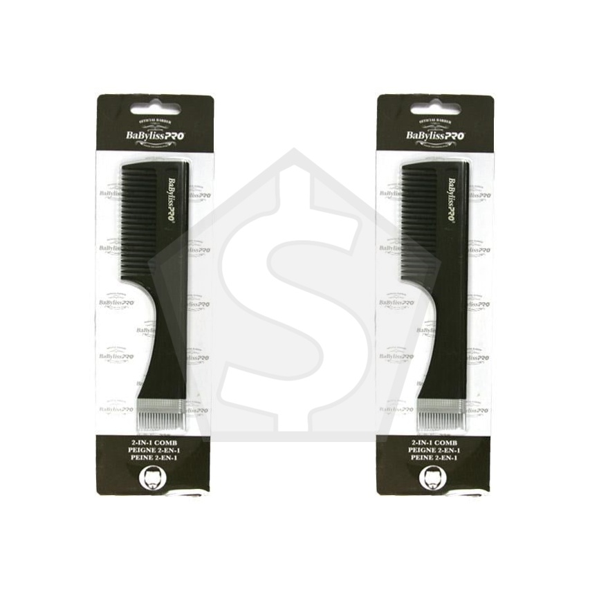 BABYLISS PRO Beard 2-in-1 Comb 7-1/2 inch (190mm) - Pack of 2