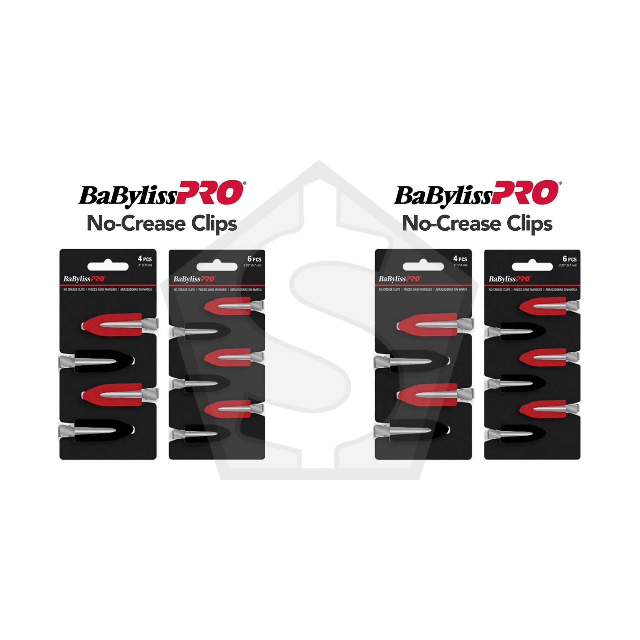 BABYLISS PRO No-Crease Clips - 3 Inch (4pcs) - Pack of 2