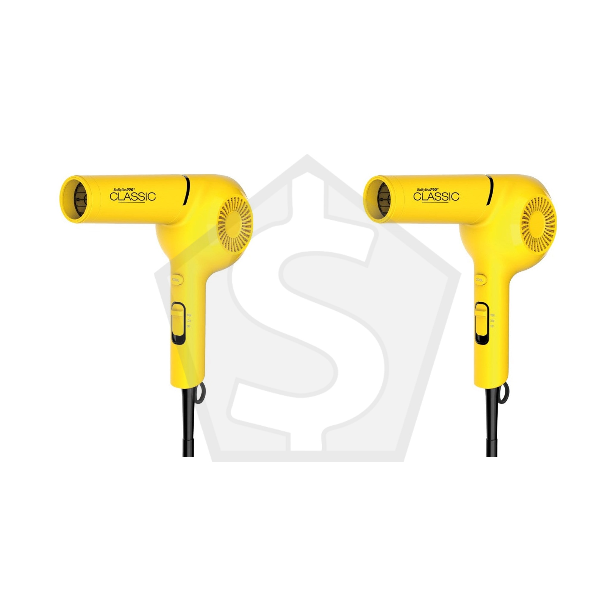 BABYLISS PRO Classic Pistol-Grip Hair Dryer 1875W - Yello - Pack of 2