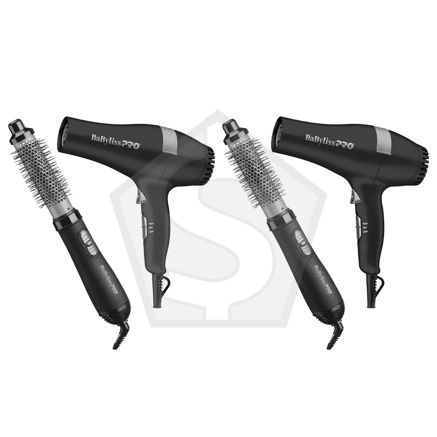 BABYLISS PRO Styling Duo (1875W Ceramic Dryer + 1-1/4inch Hot Air Styler) - Pack of 2