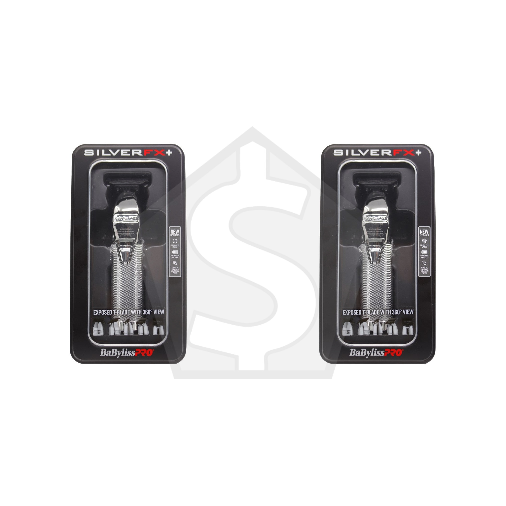 BABYLISS PRO Skeleton Metal Lithium T-Blade Trimmer - SILVER FX+ - Pack of 2