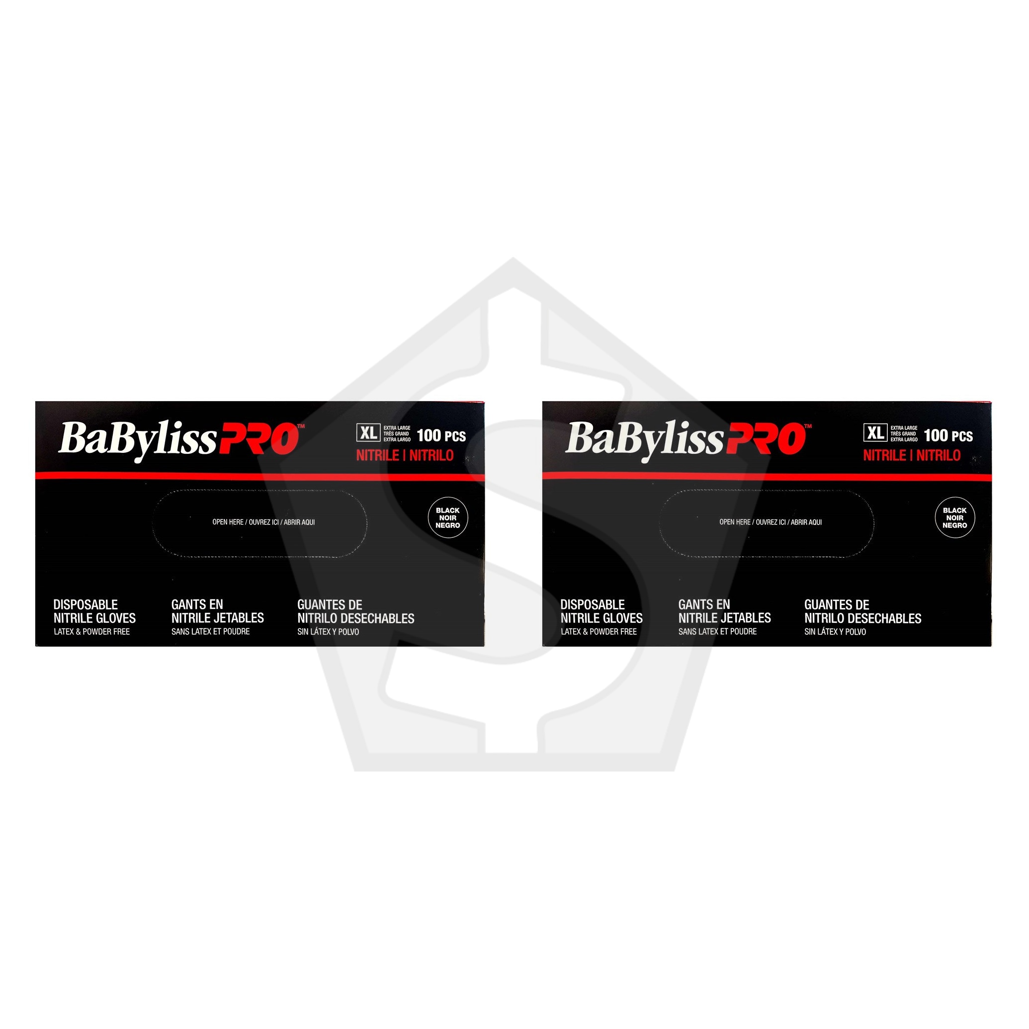 BABYLISS PRO 100pcs Nitrile Gloves Black - Extra Large - Pack of 2
