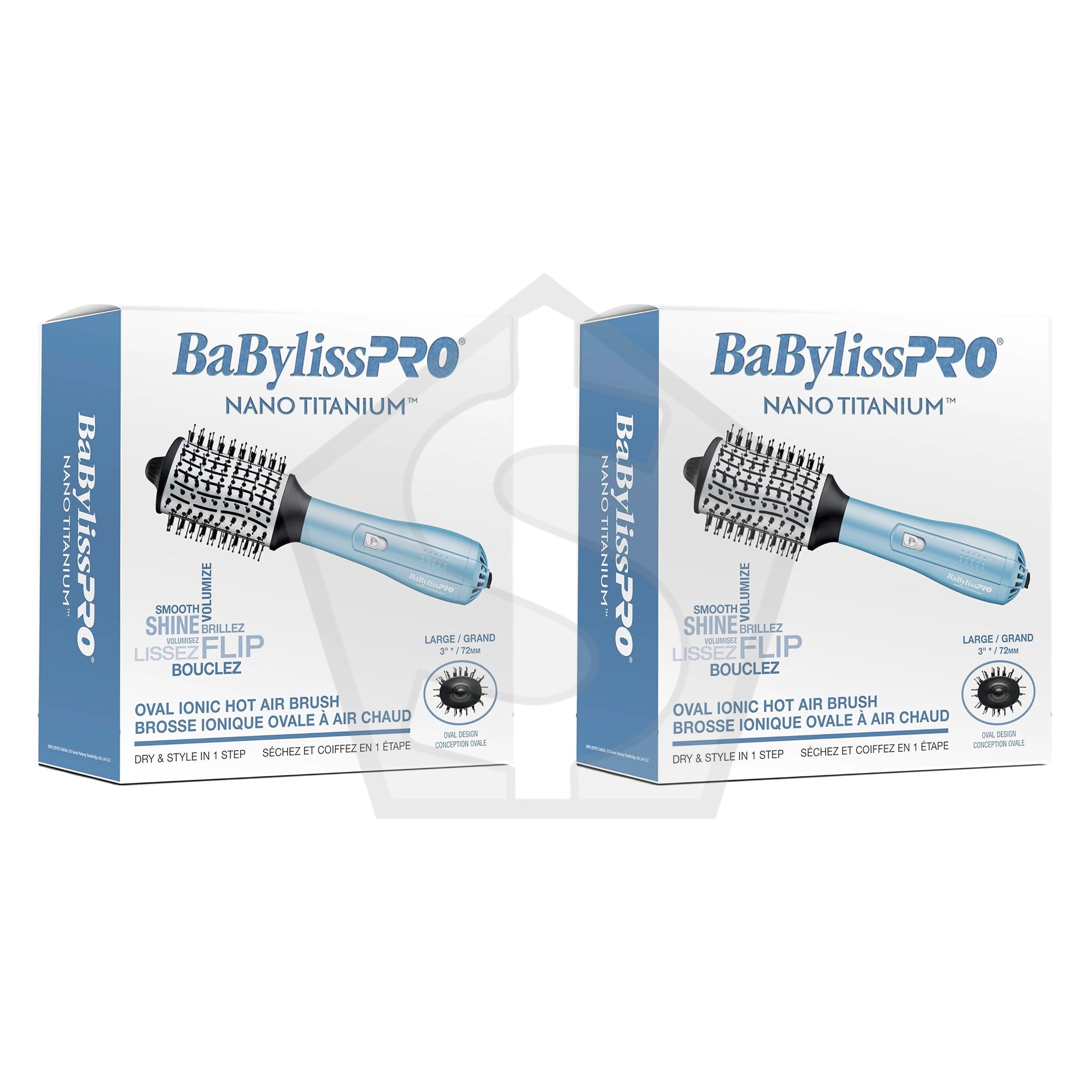 BABYLISS PRO Ionic & Nano-Titanium Oval Hot Air Brush - 3" - Pack of 2