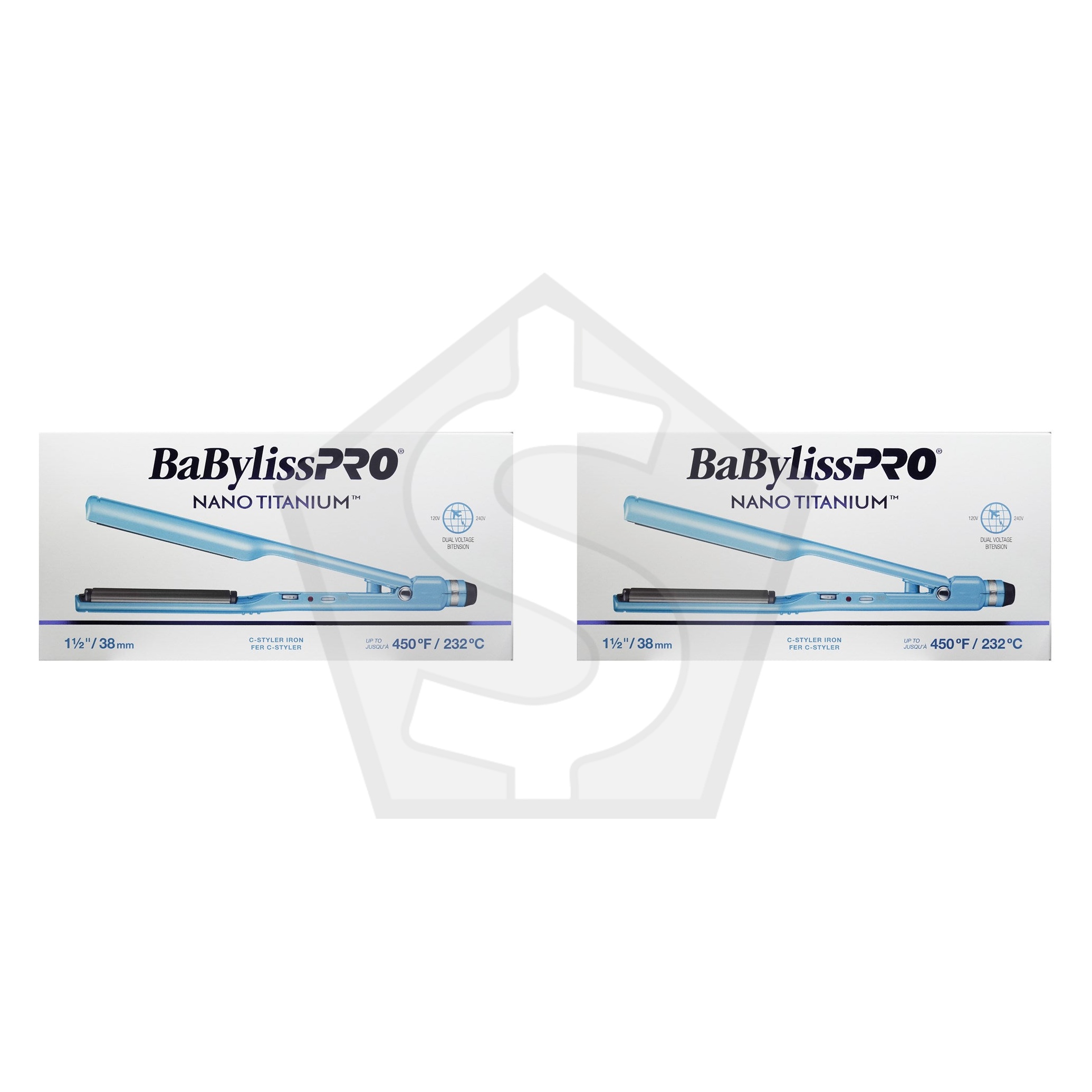 BABYLISS PRO Nano-Titanium & Ceramic Flat Iron - 1 1/2" with Curved Plate - Pack of 2