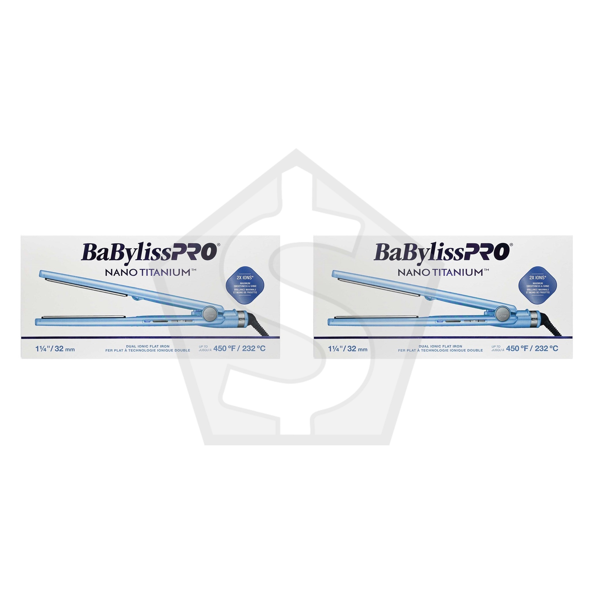 BABYLISS PRO Nano Titanium Dual Ionic Flat Iron 1-1/4" - Pack of 2