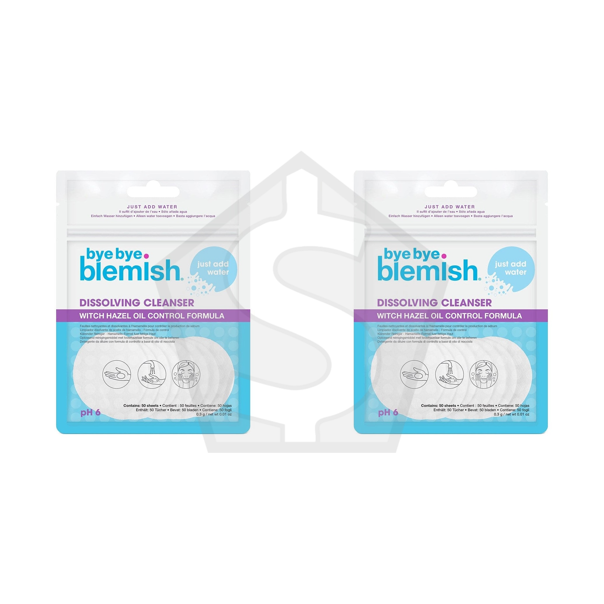 BYE BYE BLEMISH Dissolving Cleanser [50 sheets/pack] - Pack of 2
