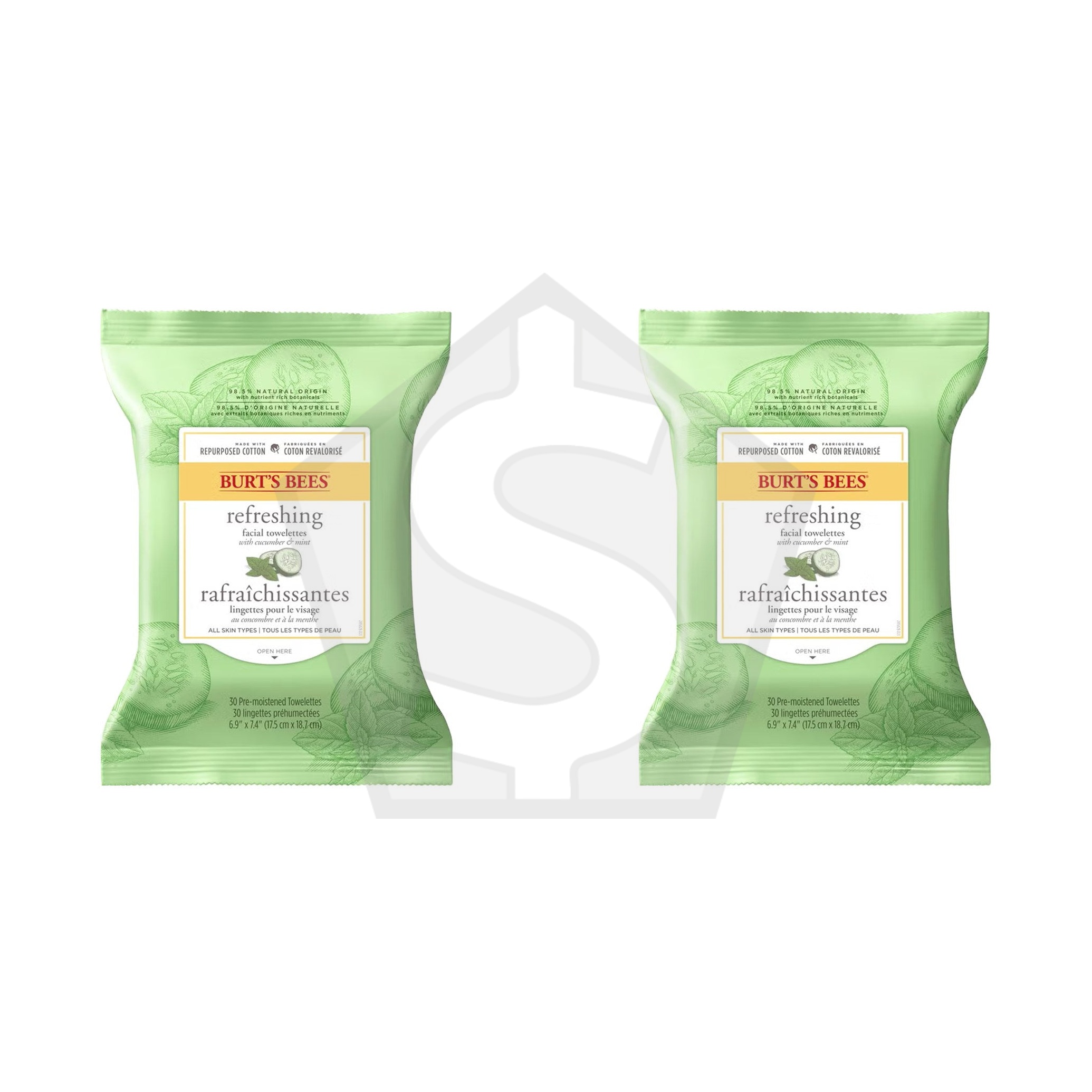 BURT'S BEES Refreshing Facial Towelettes (30ct) - Pack of 2