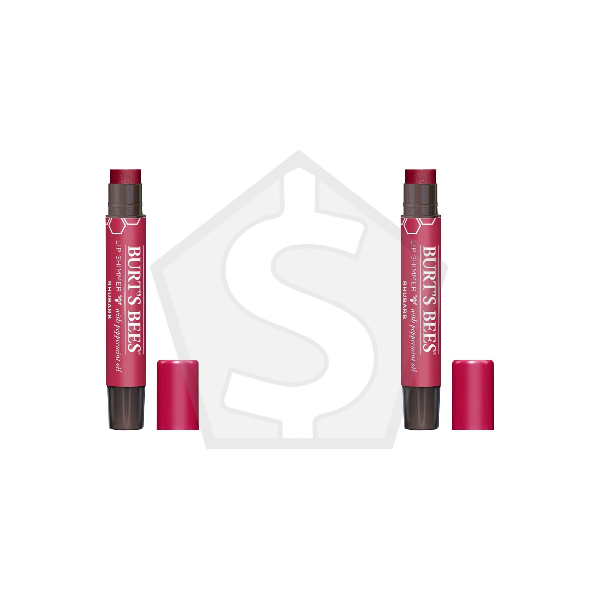 BURT'S BEES Lip Shimmer (0.09oz) - Rhubarb - Pack of 2