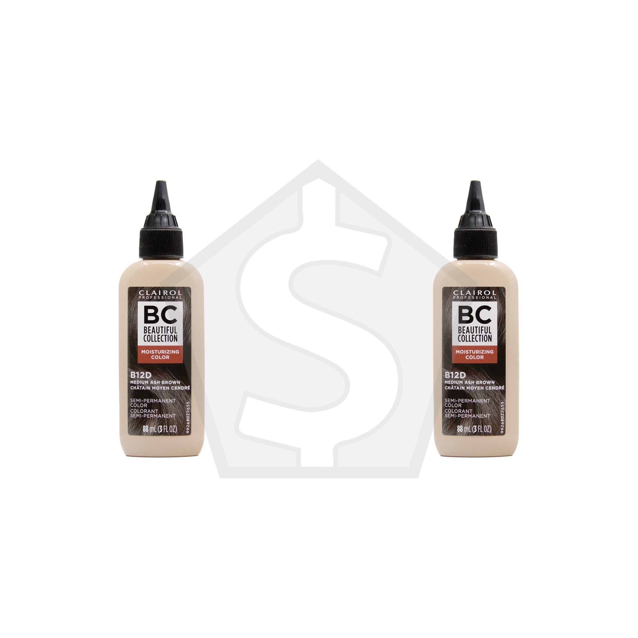 BEAUTIFUL COLLECTION Hair Color (3oz) - B12D M.Ash Brown - Pack of 2