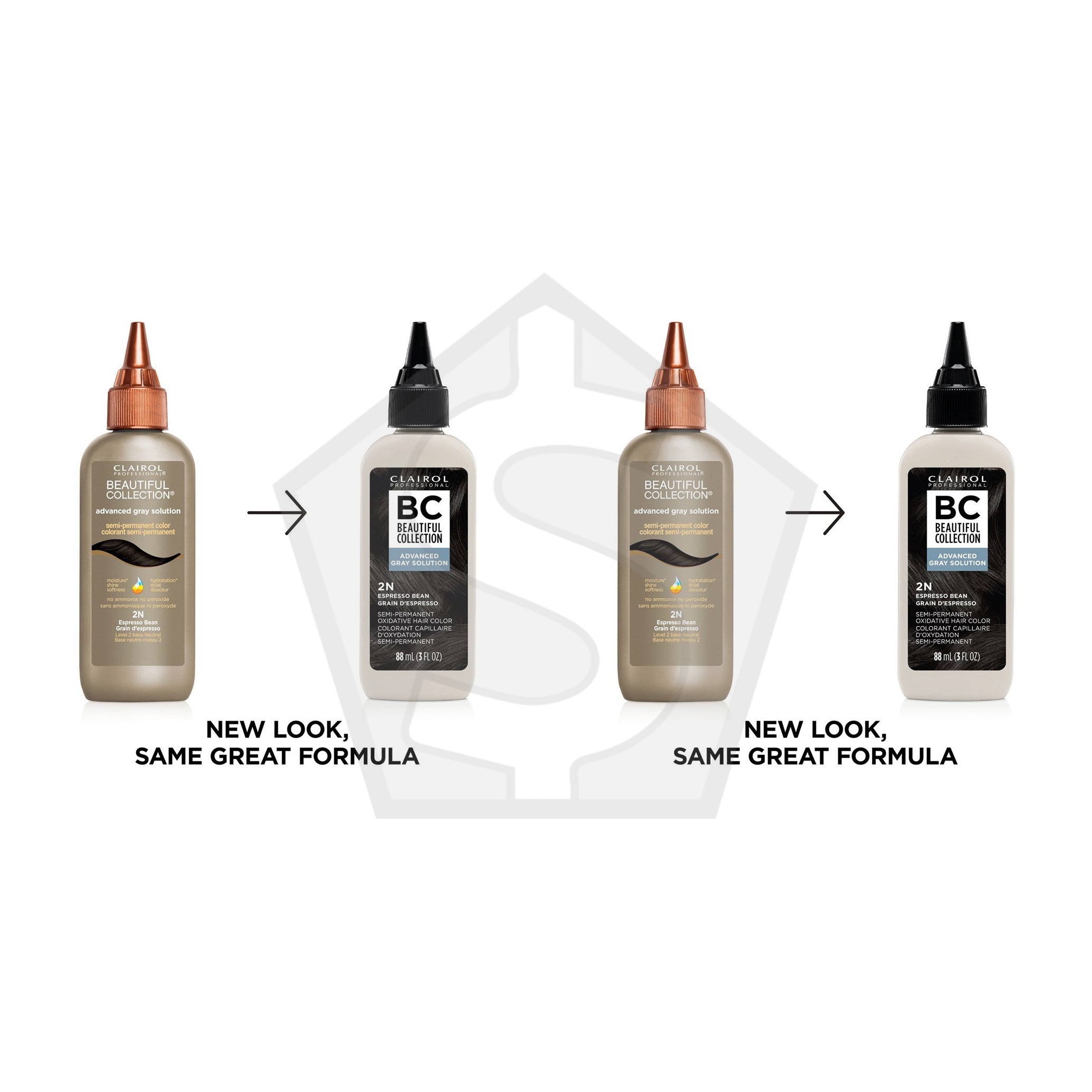 BEAUTIFUL COLLECTION Advanced Gray Solution Hair Color (3oz) - 2N Espresso Bean - Pack of 2