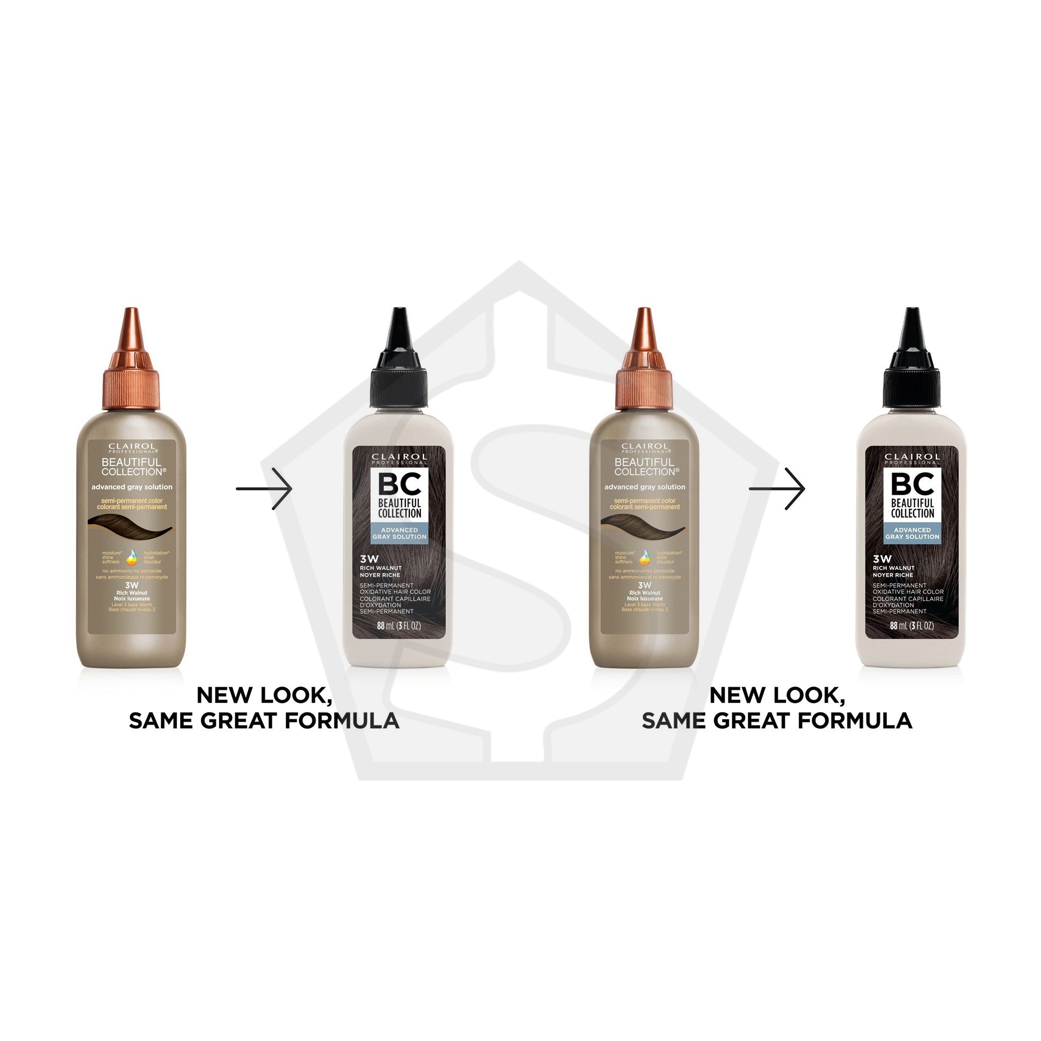 BEAUTIFUL COLLECTION Advanced Gray Solution Hair Color (3oz) - 3W Rich Walnut - Pack of 2