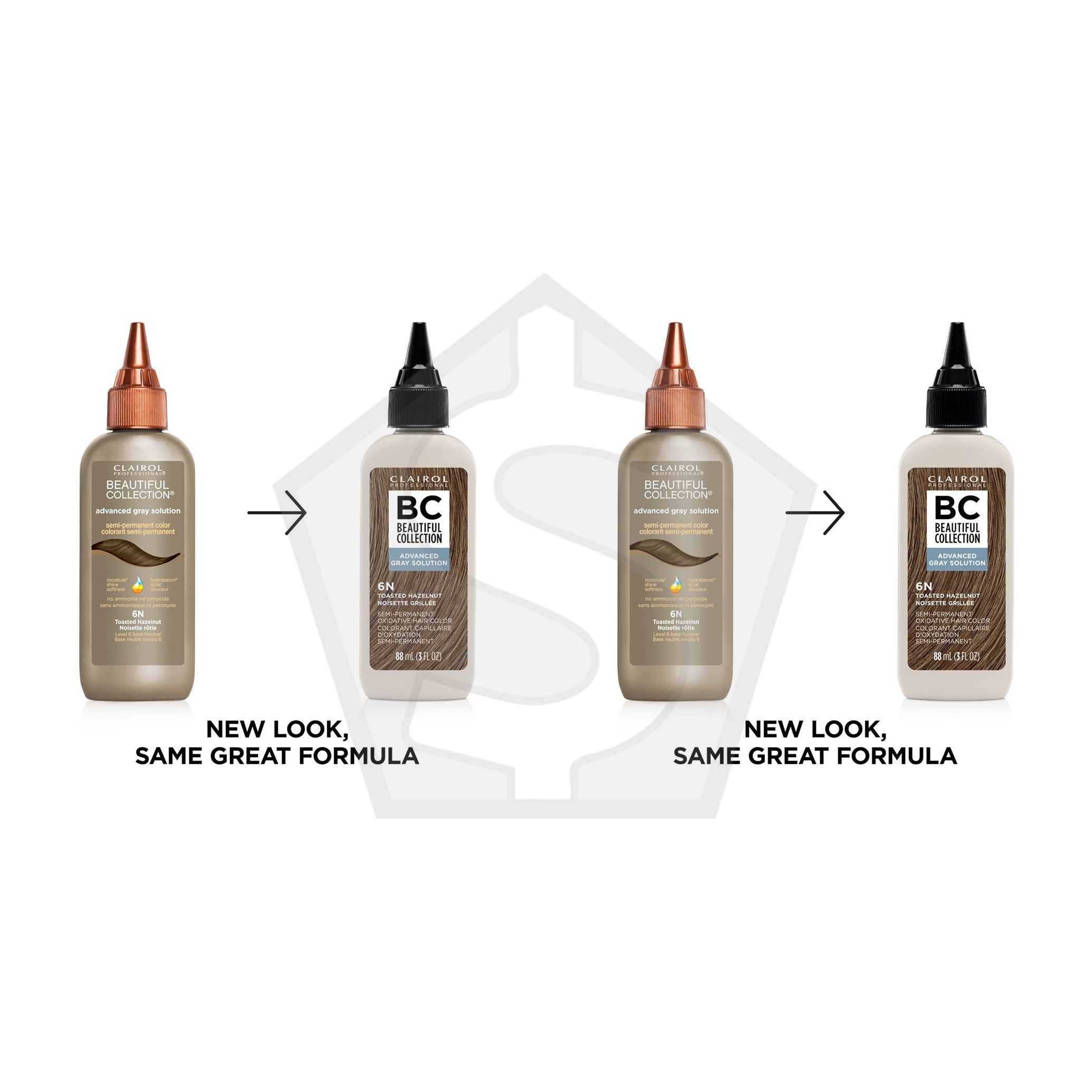 BEAUTIFUL COLLECTION Advanced Gray Solution Hair Color (3oz) - 6N Toasted Hazelnut - Pack of 2