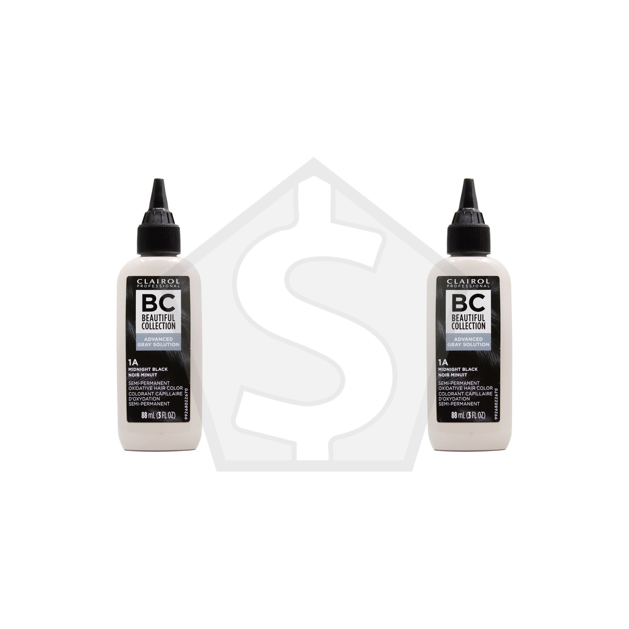 BEAUTIFUL COLLECTION Advanced Gray Solution Hair Color (3oz) - 1A Midnight Black - Pack of 2