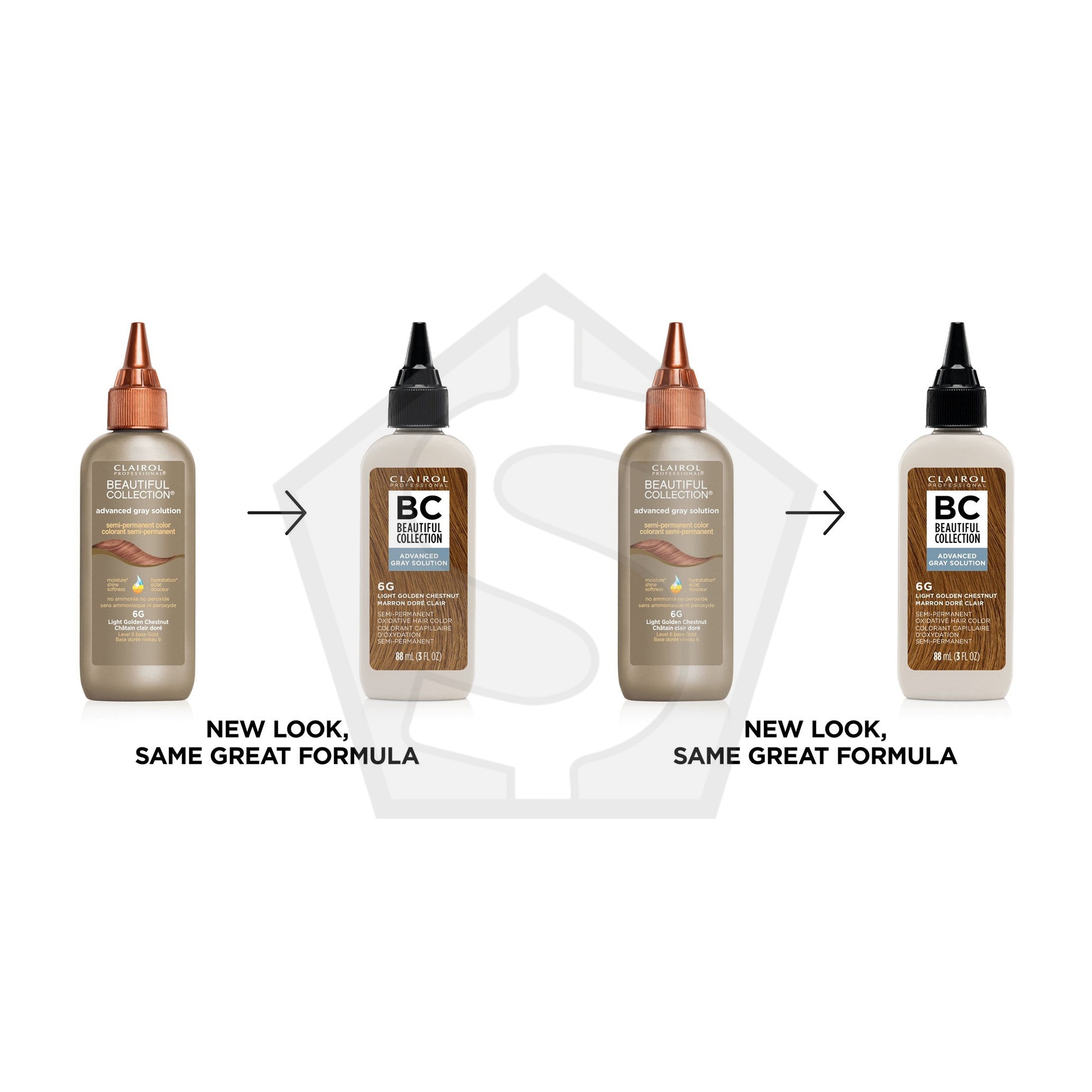 BEAUTIFUL COLLECTION Advanced Gray Solution Hair Color (3oz) - 6G Light Golden Chestnut - Pack of 2