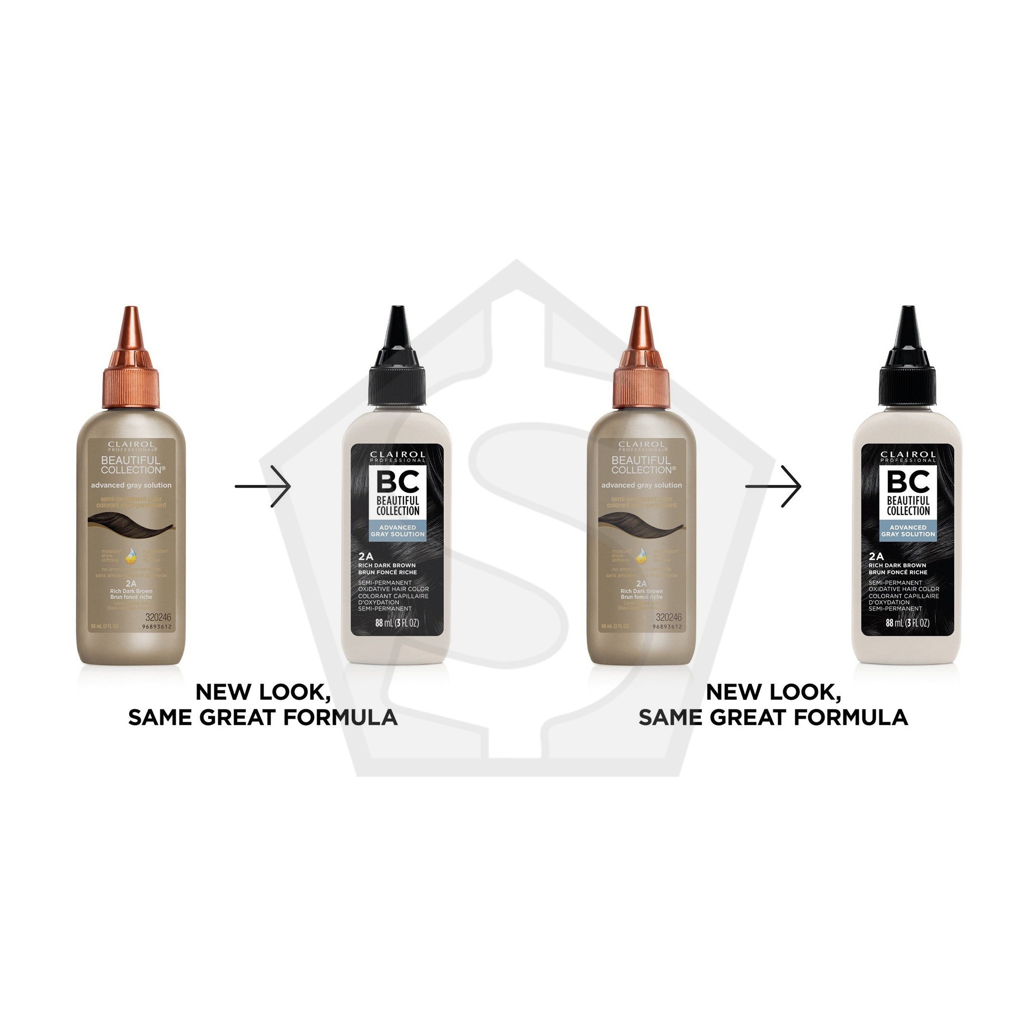 BEAUTIFUL COLLECTION Advanced Gray Solution Hair Color (3oz) - 2A Rich Dark Brown - Pack of 2