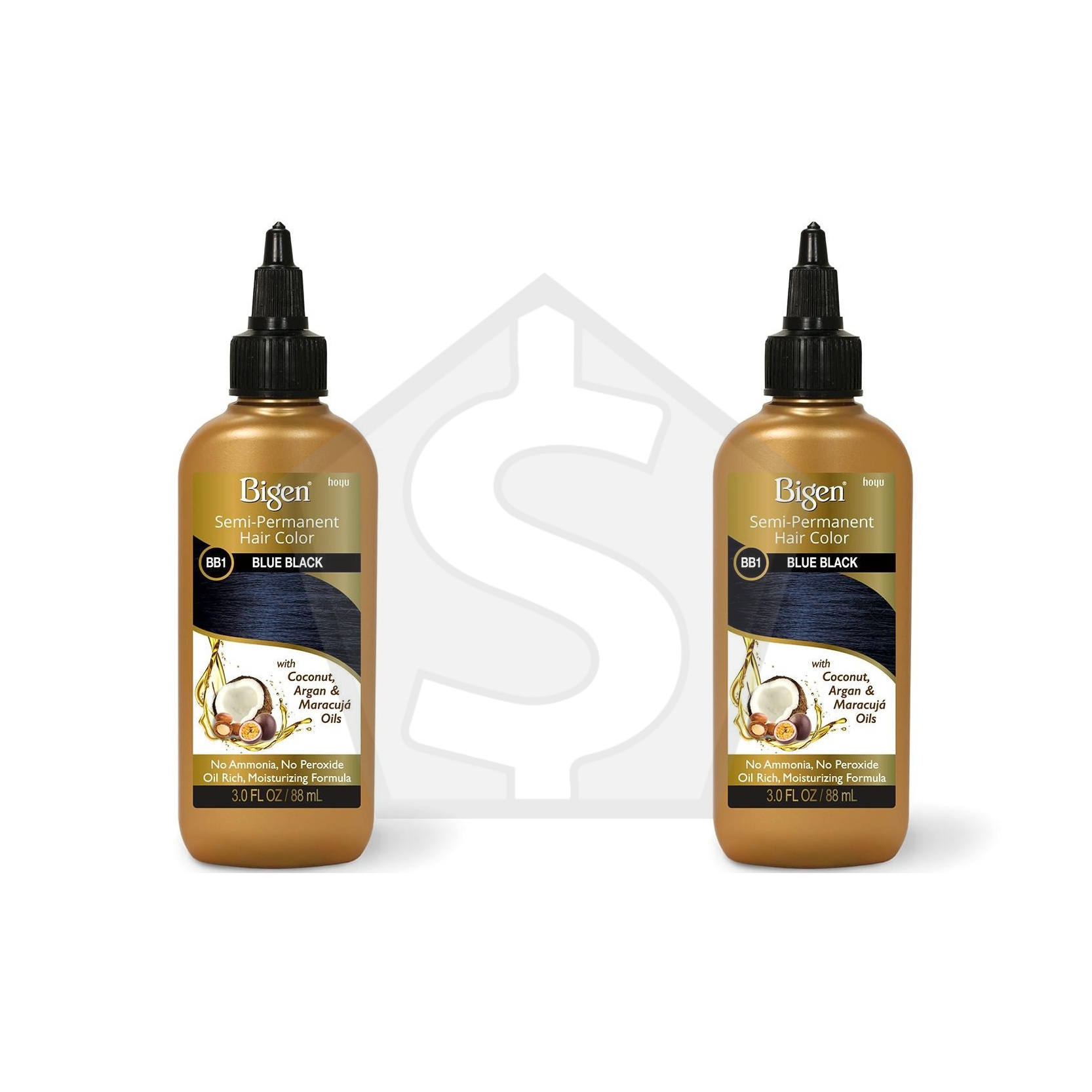 BIGEN Semi Permanent Color (3oz) - BB1 Bluest Black - Pack of 2