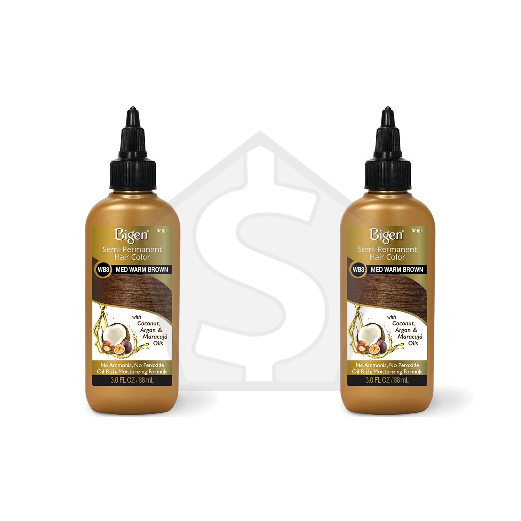 BIGEN Semi Permanent Color (3oz) - WB3 Medium Warm Brown - Pack of 2