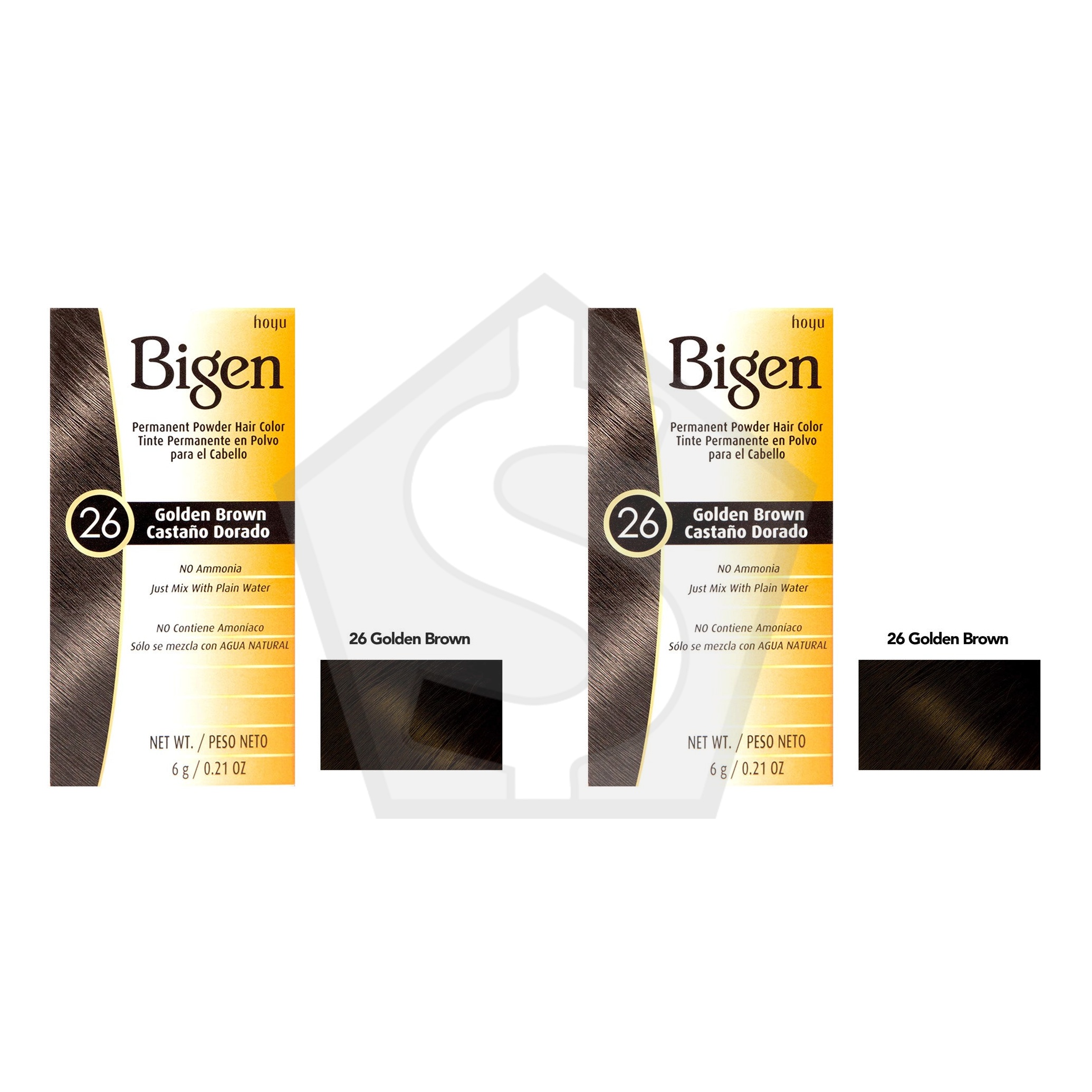 BIGEN Permanent Powder Hair Color (0.21oz) - 26 Golden Brown - Pack of 2