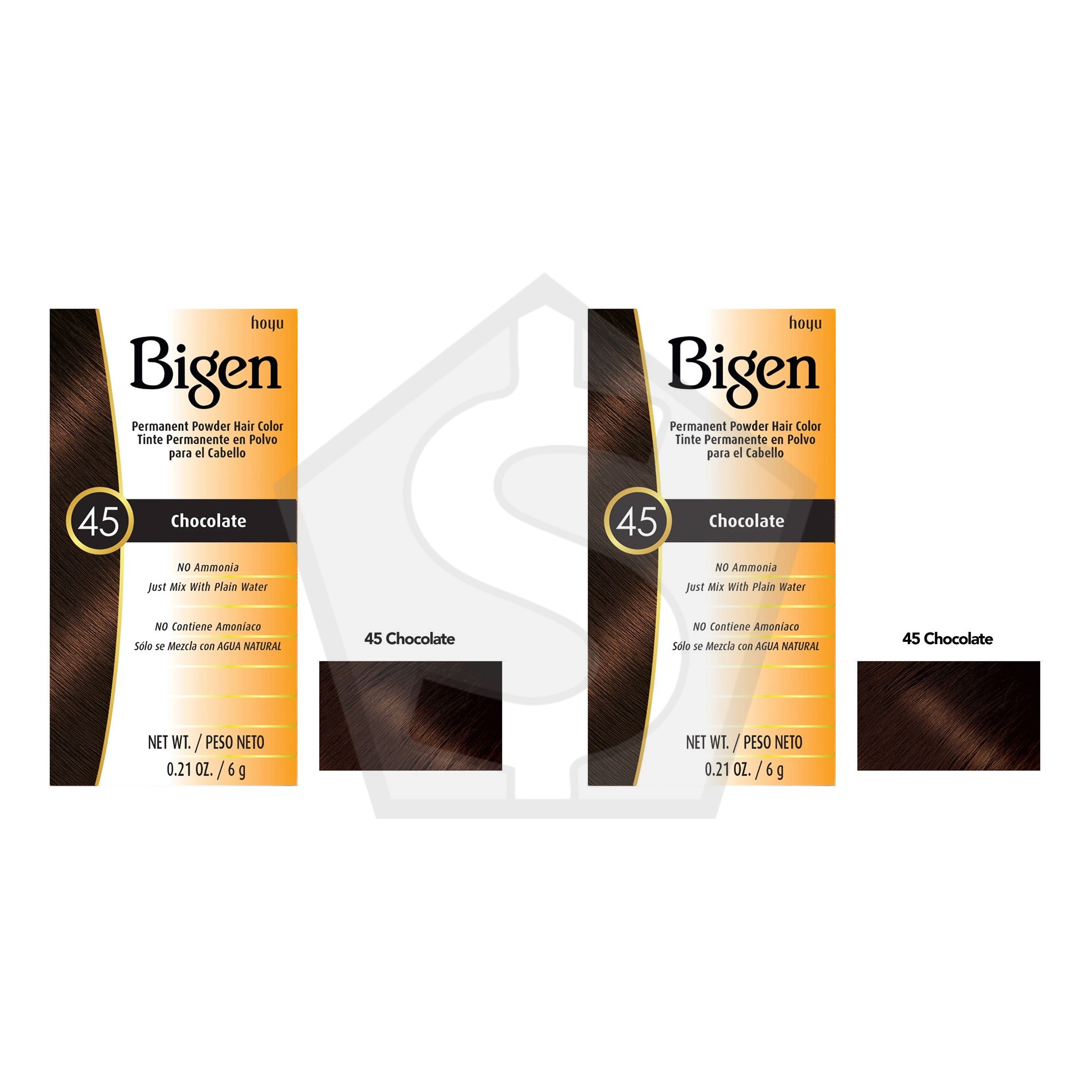 BIGEN Permanent Powder Hair Color (0.21oz) - 45 Chocolate - Pack of 2