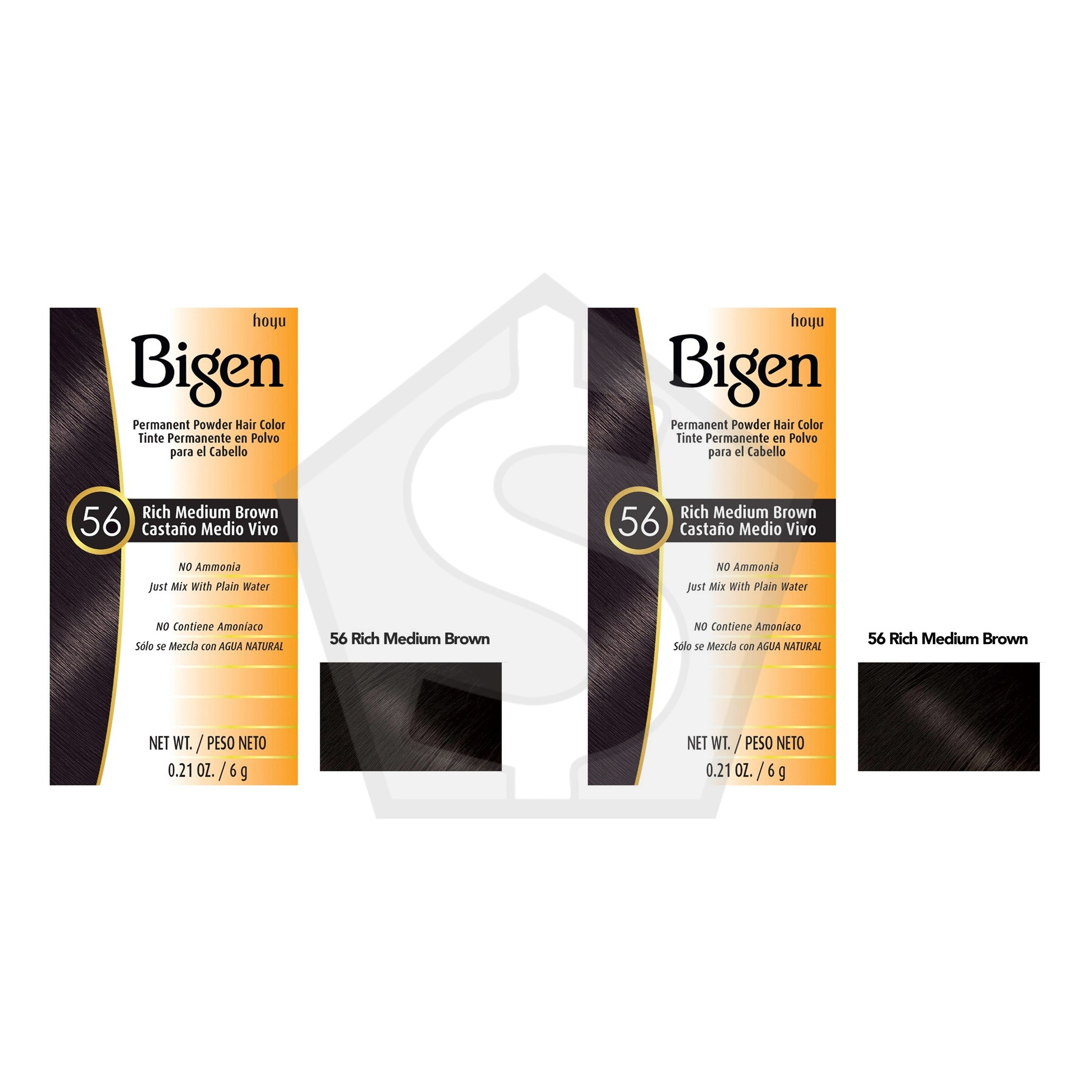 BIGEN Permanent Powder Hair Color (0.21oz) - 56 Rich Medium Brown - Pack of 2