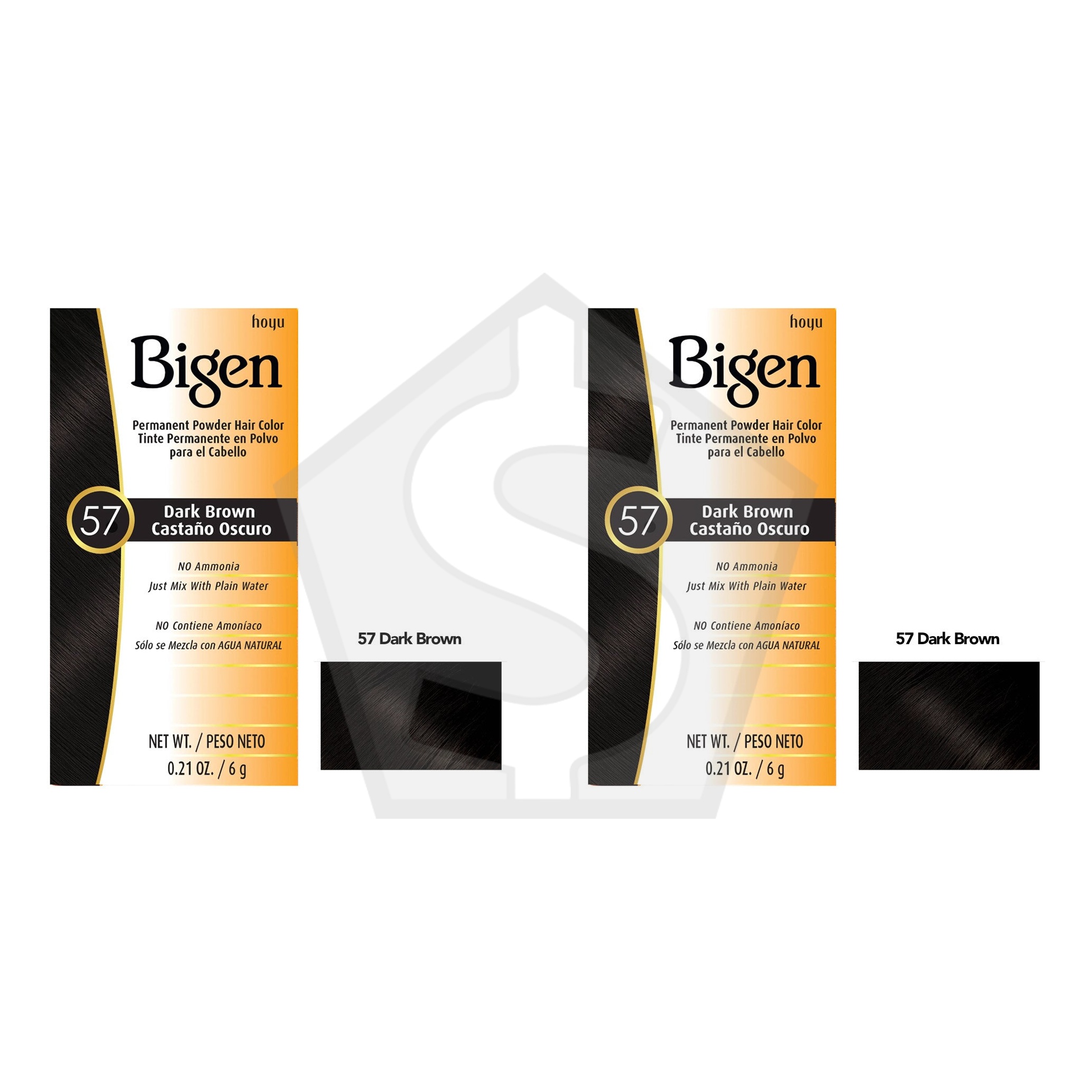 BIGEN Permanent Powder Hair Color (0.21oz) - 57 Dark Brown - Pack of 2
