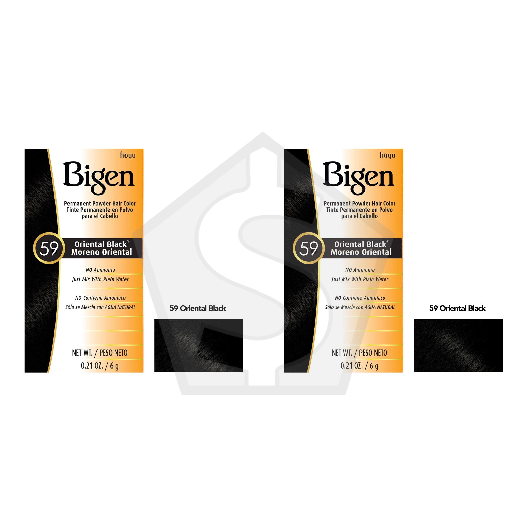 BIGEN Permanent Powder Hair Color (0.21oz) - 59 Oriental Black - Pack of 2