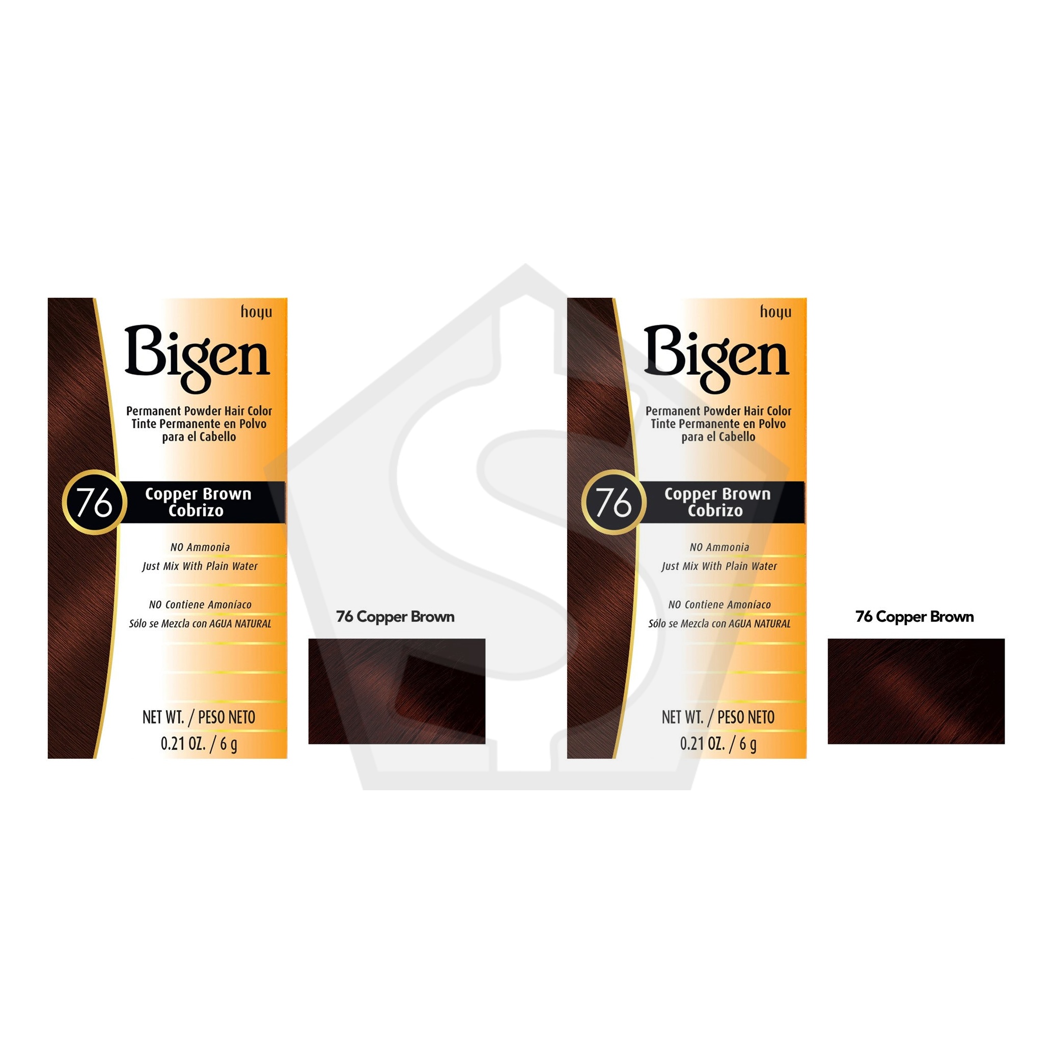 BIGEN Permanent Powder Hair Color (0.21oz) - 76 Copper Brown - Pack of 2