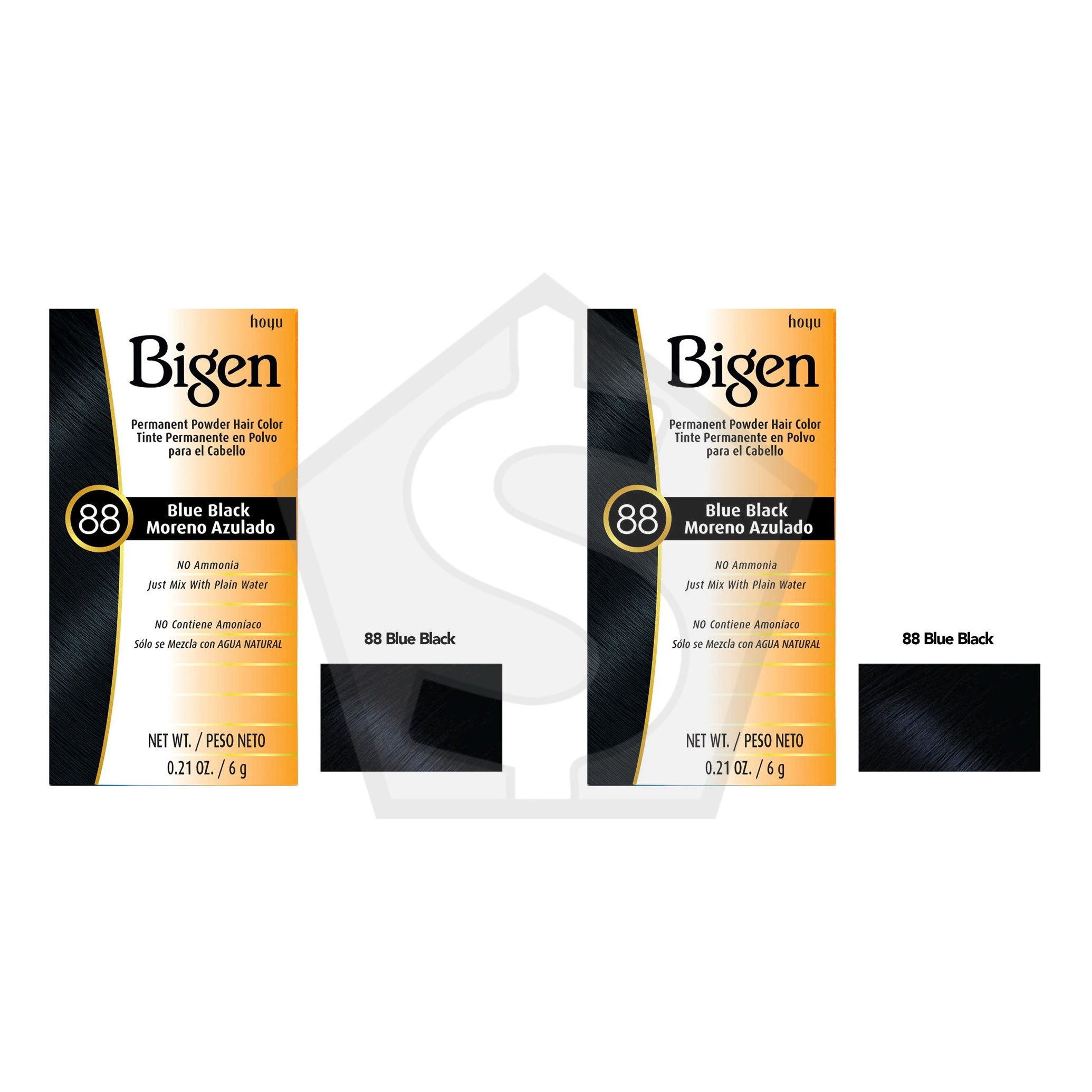 BIGEN Permanent Powder Hair Color (0.21oz) - 88 Blue Black - Pack of 2