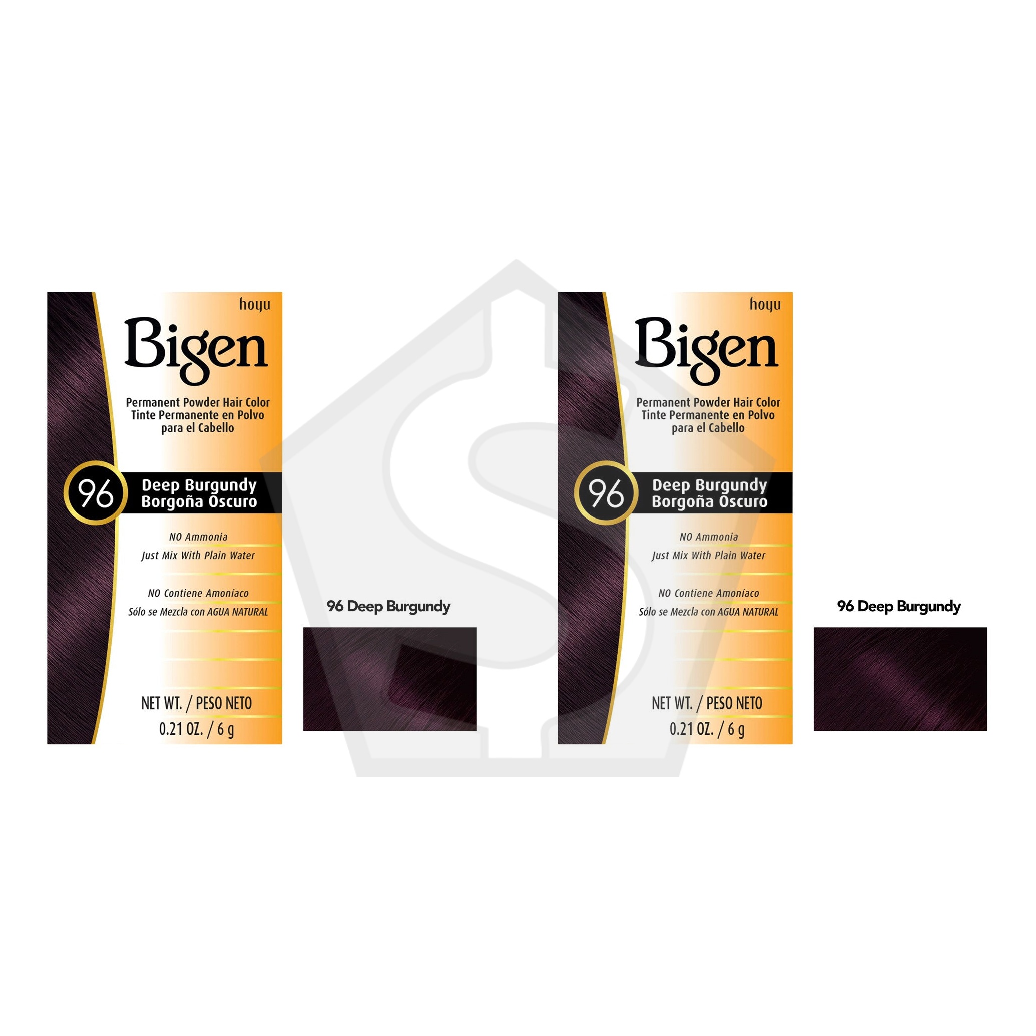 BIGEN Permanent Powder Hair Color (0.21oz) - 96 Deep Burgundy - Pack of 2