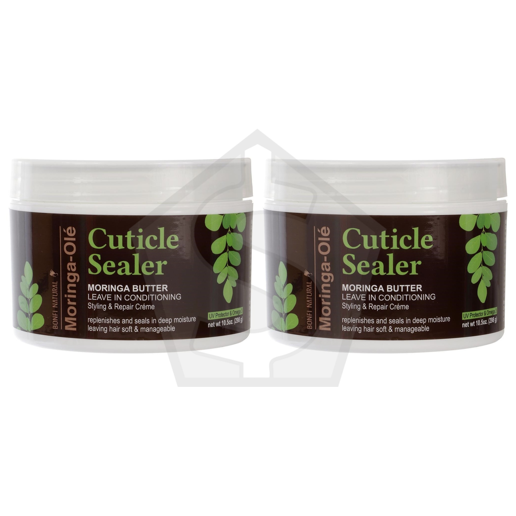 BONFI NATURAL Cuticle Sealer Moringa Butter Leave In Conditioning Styling & Repair Cream(10.5oz) - Pack of 2